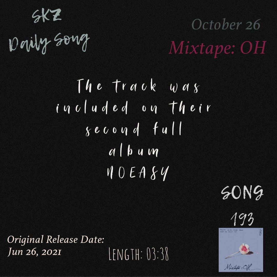 TTATH6's tweet photo. Song 193
Mixtape: ์ (OH)
Song193 #StrayKids #SKZ_DailySong_Project #Mixtape_์ #OH #Mixtape #NOEASY #ChanMonth #LeeKnowMonth #enjoythejourney #์คํธ๋ ์ดํค์ฆ #STAY #YouMakeStrayKidsSTAY @Stray_Kids https://t.co/BBJk8asuCQ