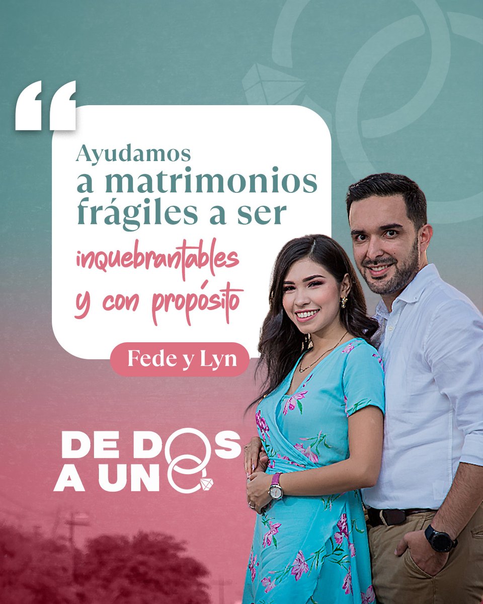 Sentimos un llamado, nosotros debíamos ayudar a las parejas a superar cualquier crisis que tengan o que vendrán, y lograr ser Matrimonio Inquebrantable y con propósito.

Creamos la Masterclass “De dos a uno” online y gratuita, ingresa a 2son1.link/u60 y descubre todo.