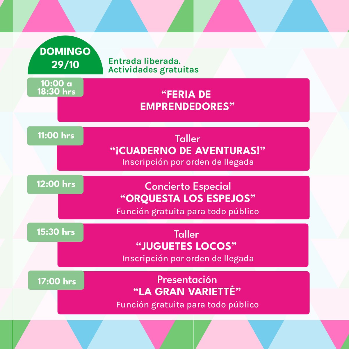 ¡ Celebremos en familia los 15 años🎈 ! ENTRADA LIBERADA Y ACTIVIDADES GRATUITAS
🛍️Emprendimientos🍽️ Patio comidas
💡1ra Feria del Conocimiento
✂️Talleres  🤡Espectáculos 🎸Música en vivo
 27 - 28 - 29 - 31* OCTUBRE
Artequinvina.cl
*Gratis con disfraz
#ArtequinViña15años