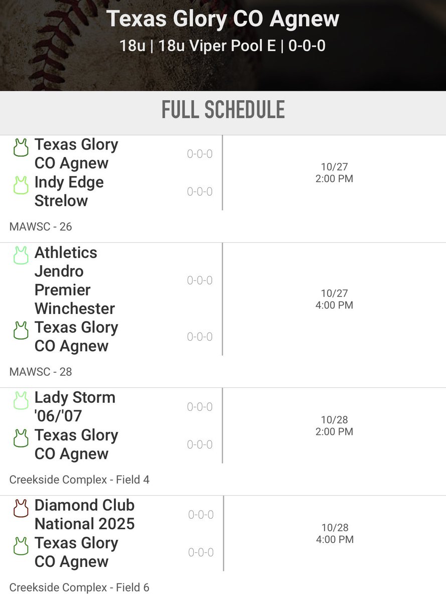 marisol4miranda's tweet photo. Excited for the Top Gun Select Invite tournament in Kansas City this weekend. Here’s our schedule! @TXGloryCO https://t.co/nxa6BvE0VY
