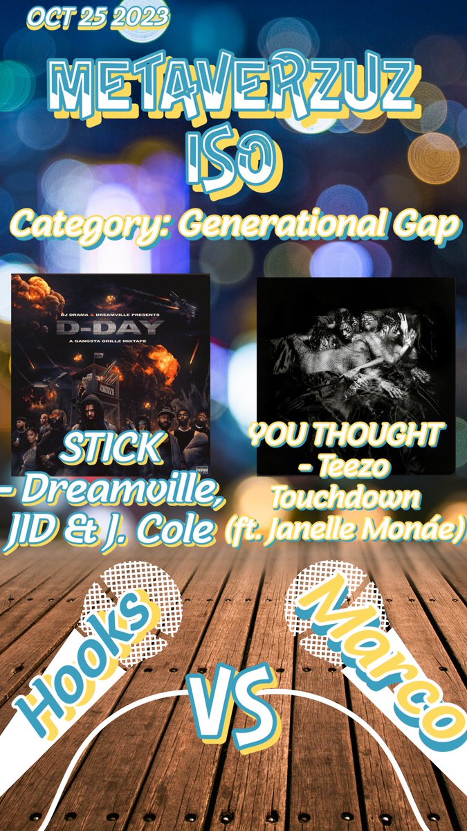 HawkEmDownChris's tweet image. 🎵 Round 3 of MV ISO: Generational Gap! 🌉 Dive into the melodies where artists from two different decades come together to create magic. Which song blended eras the best? You decide! 🎤🔥 #MVISO #GenerationalGap #MetaVerzuz 

@fuckhooks (0) vs @Chicagoattt (2)