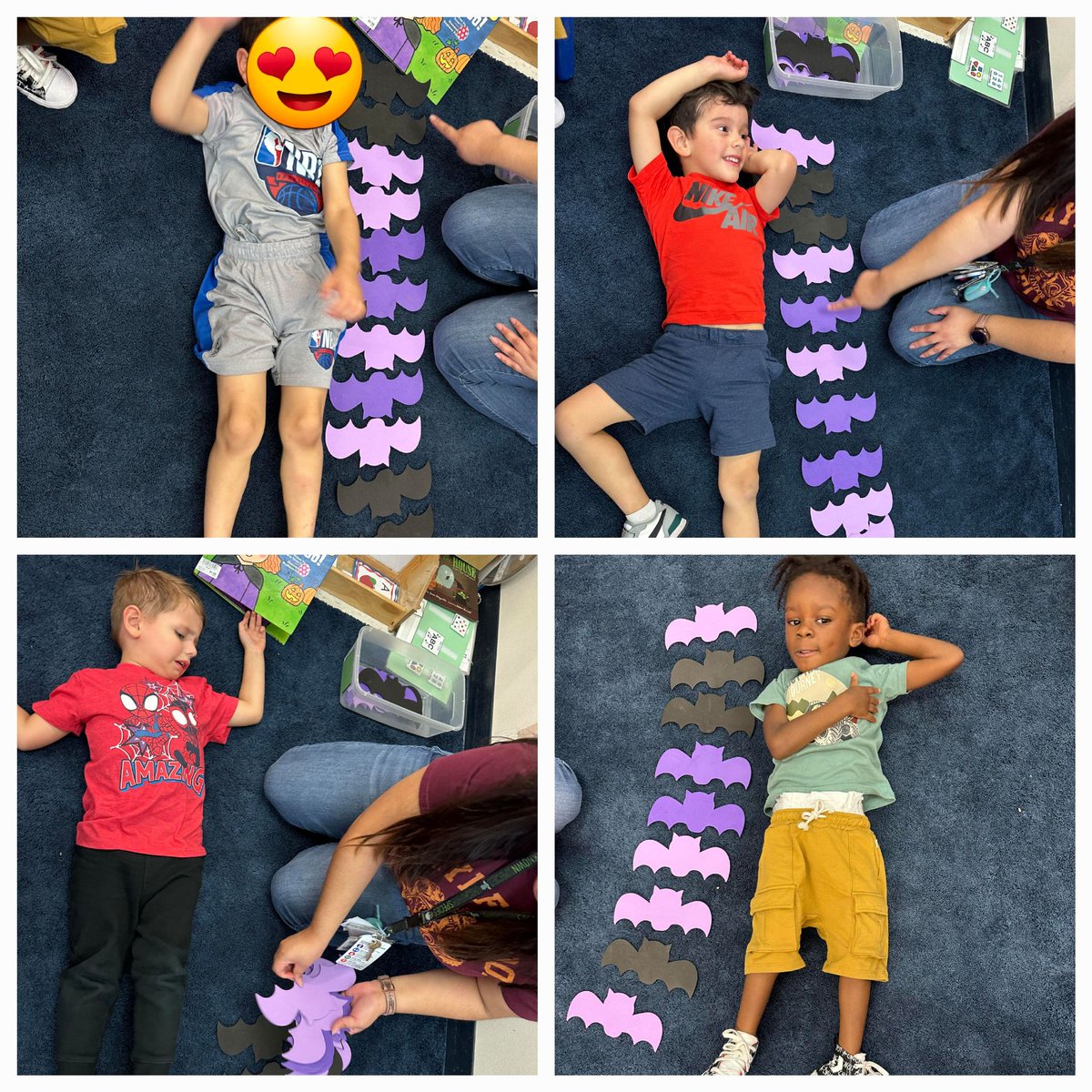 MissAmberECSE's tweet photo. We are having so much spooky fun in ECSE! We loved reading There was an old lady who swallowed a bat and feeding our old lady! We also formed letters with bones, bats, and spiders, and we got to measure ourselves with bats β€οΈβ€οΈ @NISDFranklinES @NISD_ECE https://t.co/NGM9YH78dV