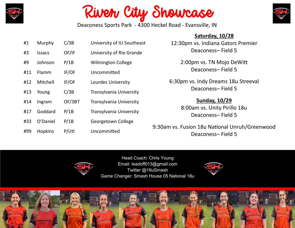 18u Smash House ‘05 National (@16usmash) on Twitter photo Come out and see these girls finish out the fall at River City Showcase! <a href="/TransySBCoach/">Shawn Hendrickson</a> <a href="/Coach_Buck_2/">Tiffany Buckmaster</a> <a href="/GC_CoachT/">Thomas Thornton</a> <a href="/DubC_Softball/">Wilmington College Softball</a> <a href="/SoftballRio/">RioGrandeSoftball</a> <a href="/LourdesSoftball/">Lourdes Softball</a> <a href="/asburysoftball1/">Asbury Softball</a> <a href="/dee11davis/">DeeDee Morris</a> @NKUSBCoachG <a href="/TMU_Softball/">Thomas More University Softball</a> Come out and see these girls finish out the fall at River City Showcase! <a href="/TransySBCoach/">Shawn Hendrickson</a> <a href="/Coach_Buck_2/">Tiffany Buckmaster</a> <a href="/GC_CoachT/">Thomas Thornton</a> <a href="/DubC_Softball/">Wilmington College Softball</a> <a href="/SoftballRio/">RioGrandeSoftball</a> <a href="/LourdesSoftball/">Lourdes Softball</a> <a href="/asburysoftball1/">Asbury Softball</a> <a href="/dee11davis/">DeeDee Morris</a> @NKUSBCoachG <a href="/TMU_Softball/">Thomas More University Softball</a>