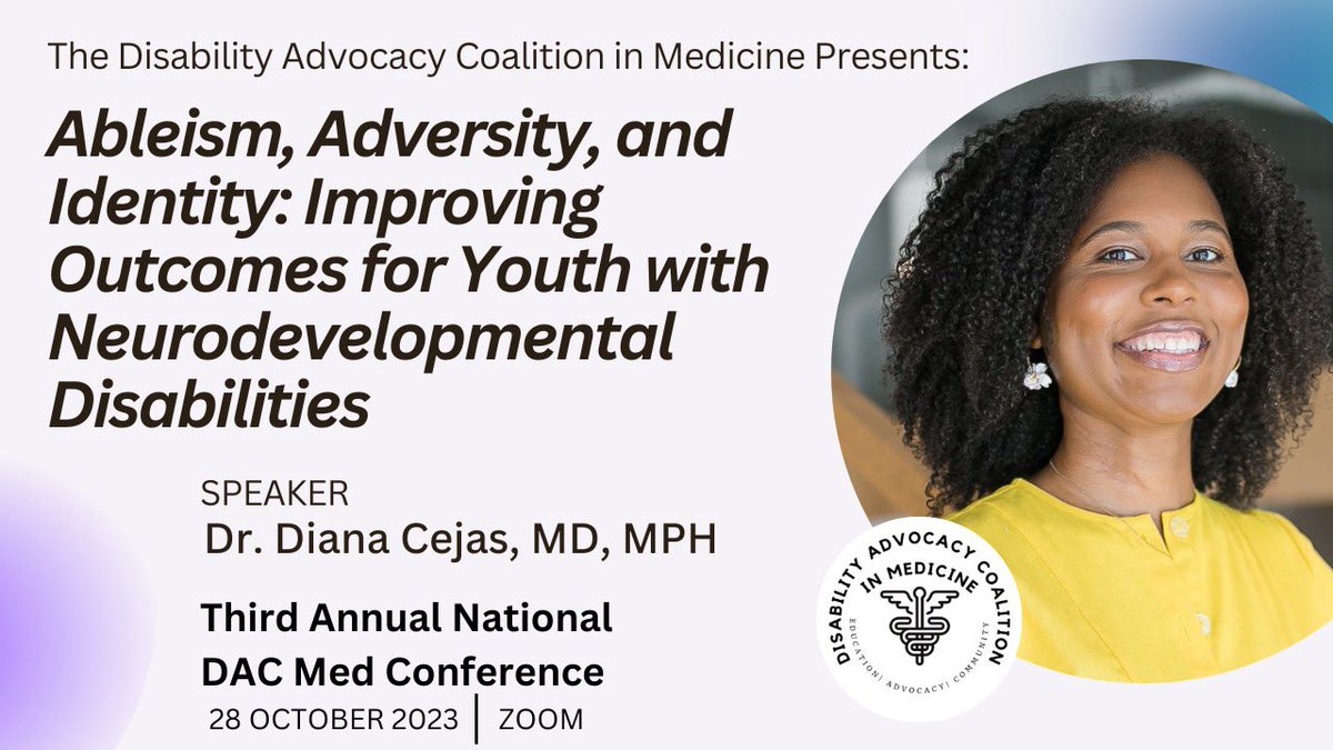 We are looking forward to having Dr. Cejas as a speaker at our third annual DAC Med Conference this Saturday! It’s not too late to register - see conference details and sign up here: tinyurl.com/cyt3eh98

#MedEd #DisabilityAdvocacy #DisabilityMedicine