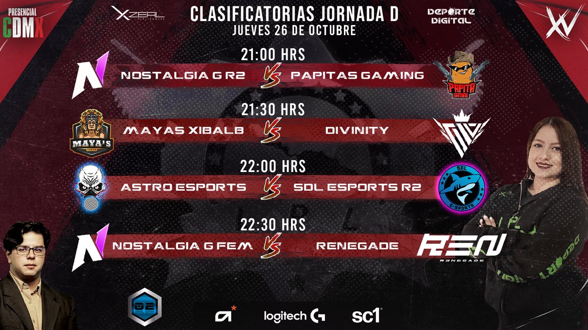 Deporte Digital 01 (@deportedigitalh) on Twitter photo Liga Profesional Latinoamericana XVT
<a href="/XZEAL_GAMING/">Xzeal</a>
CLASIFICATORIAS JORNADA D
JUEVES 26 DE OCTUBRE
21:00 HRS
<a href="/gg_revival/">Revival Gaming</a>
<a href="/SlainGGs/">SLAiN Gaming</a>
<a href="/TeamRDMK/">Team RDMK</a>
<a href="/TheSignalOf/">The Signal</a>
<a href="/By__Twilight/">Twilight π</a>
@TeamDiviinity
<a href="/SportsSdl/">SDL E-SPORTS</a>
<a href="/RenegadeLAT/">Renegade</a>
<a href="/NostalgiaGnesis/">ππ¨π¬πππ₯π π’π</a>
<a href="/MayasGaming1/">Maya's Gaming</a>
<a href="/AstroE_Sports/">Astro Esports</a>
<a href="/mataomega/">MataoMega</a>
<a href="/beta_wicho/">O Wicho 0</a> Liga Profesional Latinoamericana XVT
<a href="/XZEAL_GAMING/">Xzeal</a>
CLASIFICATORIAS JORNADA D
JUEVES 26 DE OCTUBRE
21:00 HRS
<a href="/gg_revival/">Revival Gaming</a>
<a href="/SlainGGs/">SLAiN Gaming</a>
<a href="/TeamRDMK/">Team RDMK</a>
<a href="/TheSignalOf/">The Signal</a>
<a href="/By__Twilight/">Twilight π</a>
@TeamDiviinity
<a href="/SportsSdl/">SDL E-SPORTS</a>
<a href="/RenegadeLAT/">Renegade</a>
<a href="/NostalgiaGnesis/">ππ¨π¬πππ₯π π’π</a>
<a href="/MayasGaming1/">Maya's Gaming</a>
<a href="/AstroE_Sports/">Astro Esports</a>
<a href="/mataomega/">MataoMega</a>
<a href="/beta_wicho/">O Wicho 0</a>
