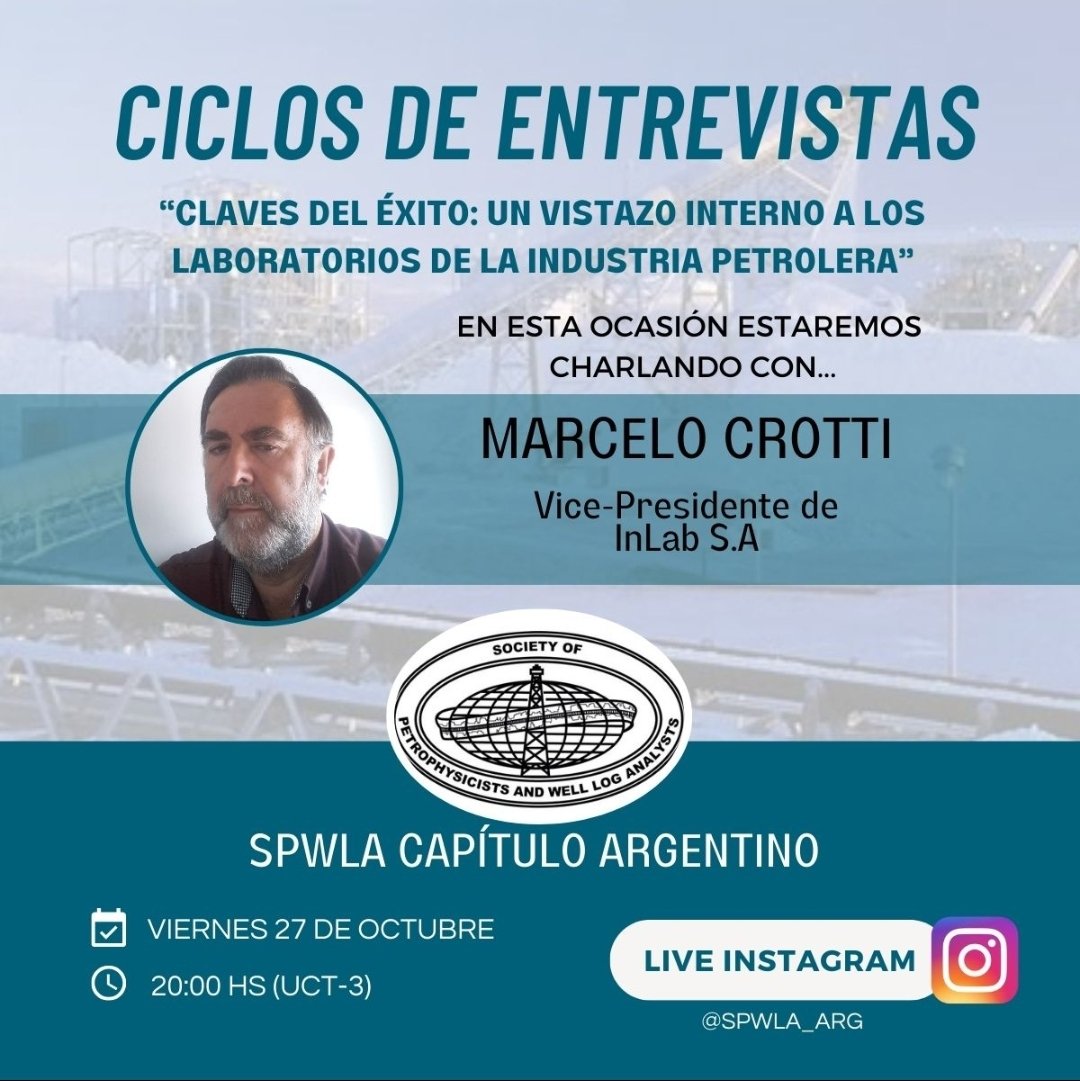 Hola a todos! 🤗Los invitamos a una nueva charla por Instagram Live. En esta ocación conversaremos con Marcelo Crotti, vice-presidente de InLab S.A. 
No se la pierdan! Agenden🗓: viernes 27 de octubre a las 20hs (UCT-3)