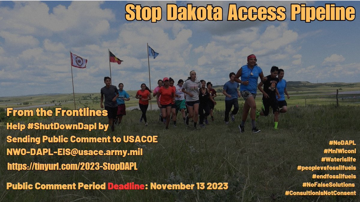 syrculturalwork's tweet image. The Dakota Access Pipeline is still being contested by the Standing Rock Sioux and Cheyenne River Sioux.

Stand with Standing Rock by demanding a shutdown.

Comment deadline is Nov. 13. Full details at: l8r.it/3qvW

#NoDAPL #ShutDownDAPL #MniWiconi #Waterislife