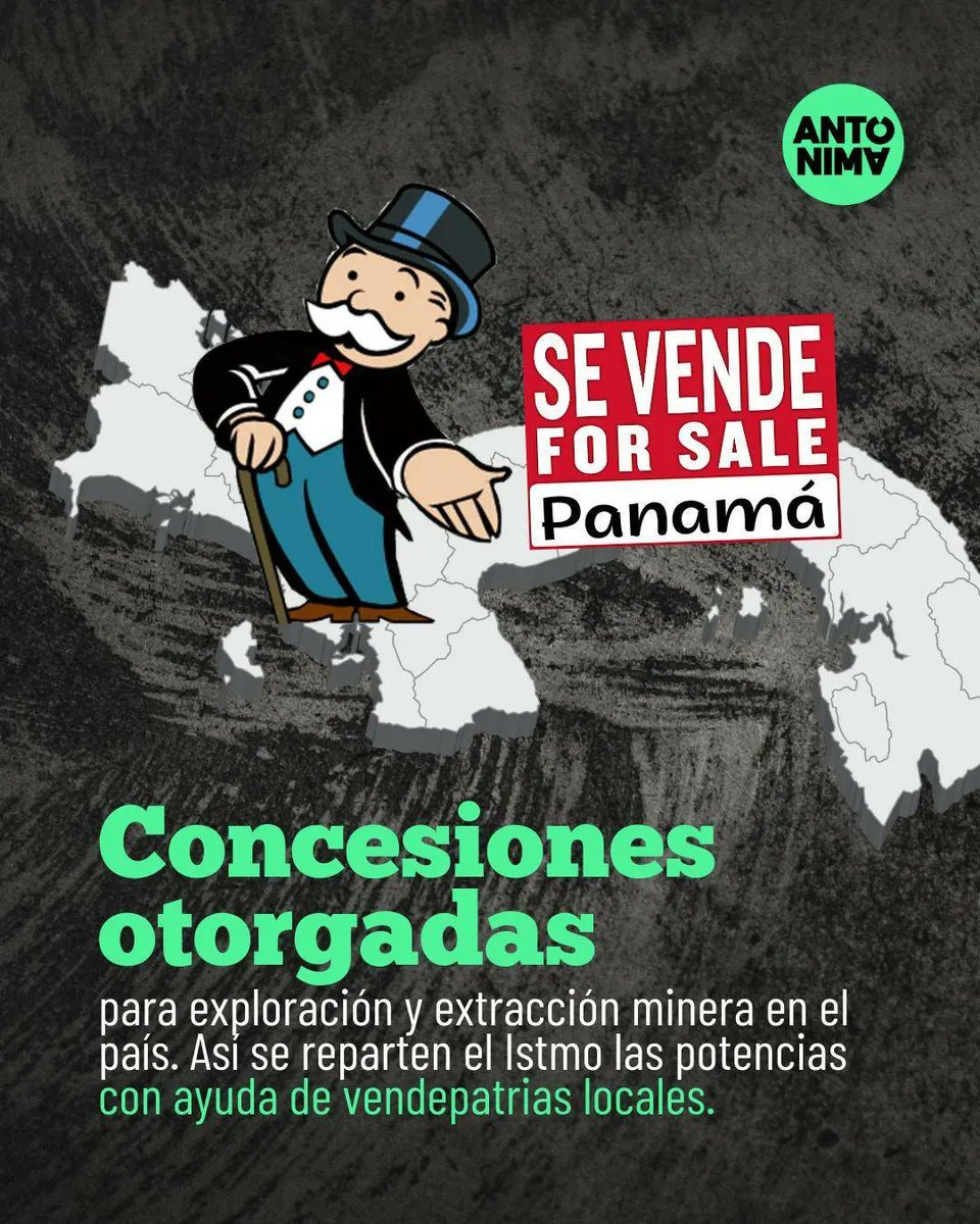 antonima_org's tweet photo. Con el cuento de la inversión extranjera, los vende patria de siempre, permiten que trasnacionales extractivistas se adueñen del país. Minera Panamá es solo un detalle.

¡SI NOS DORMIMOS VENDEN EL PAÍS! https://t.co/DukQwgoKNj