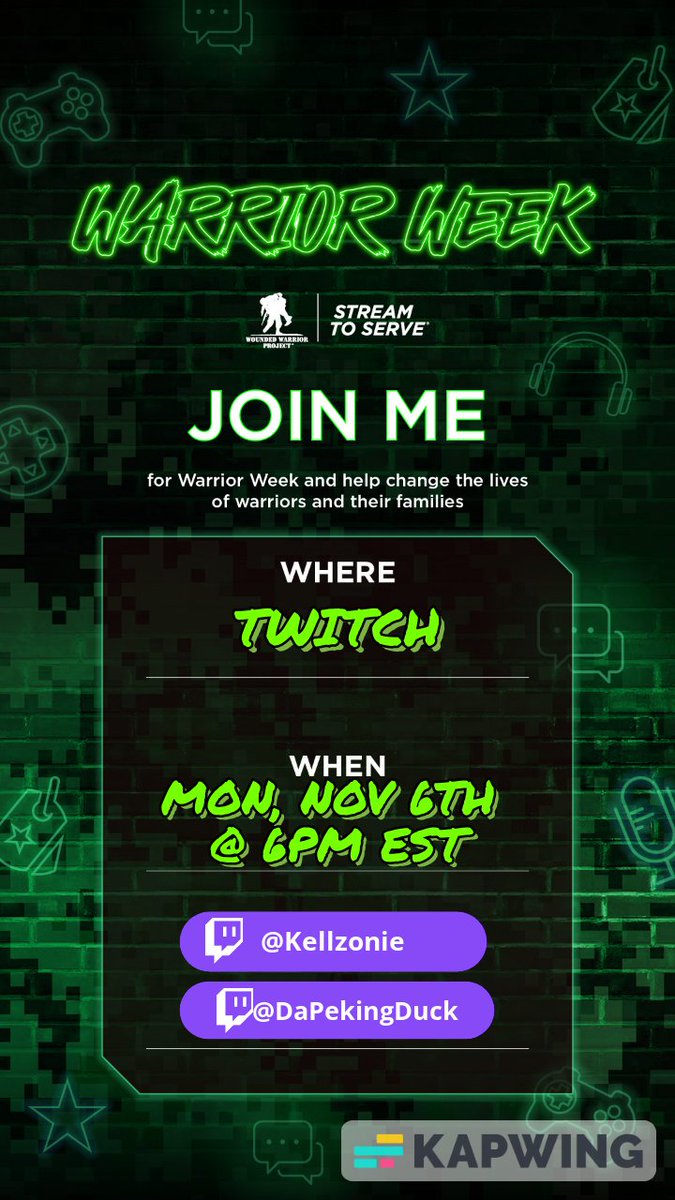 Come out and support an amazing foundation!! me and <a href="/kellzonie_/">kellzonie</a>  will be playing games for the stream to serve fundraiser for <a href="/WWPStream2Serve/">WWP Livestreaming & Gaming</a> <a href="/wwp/">WWP</a> If you would like to donate !  
tiltify.com/@dapekingduck/…