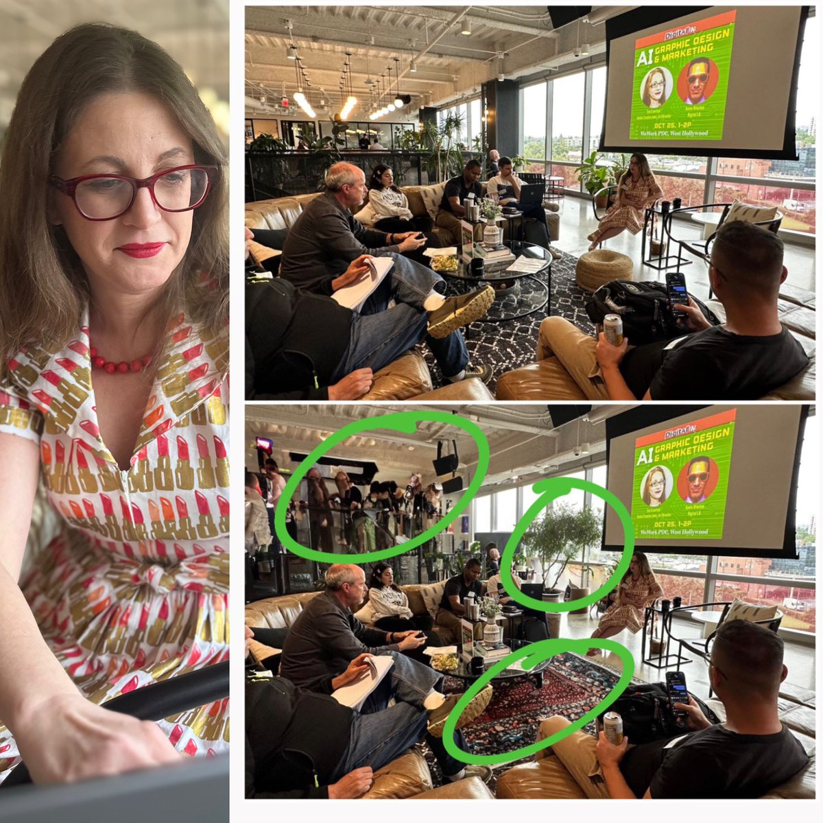 DigitalLA's tweet photo. On our Digital LA - AI for Graphic Design, we discussed how to use AI tools for graphic design with guest speaker Eva Crawford @grooveva. 

She used Adobe Photoshop and Express' Firefly AI tool to create and tweak some images to demo how it works. https://t.co/6EoaQ5X2ro
