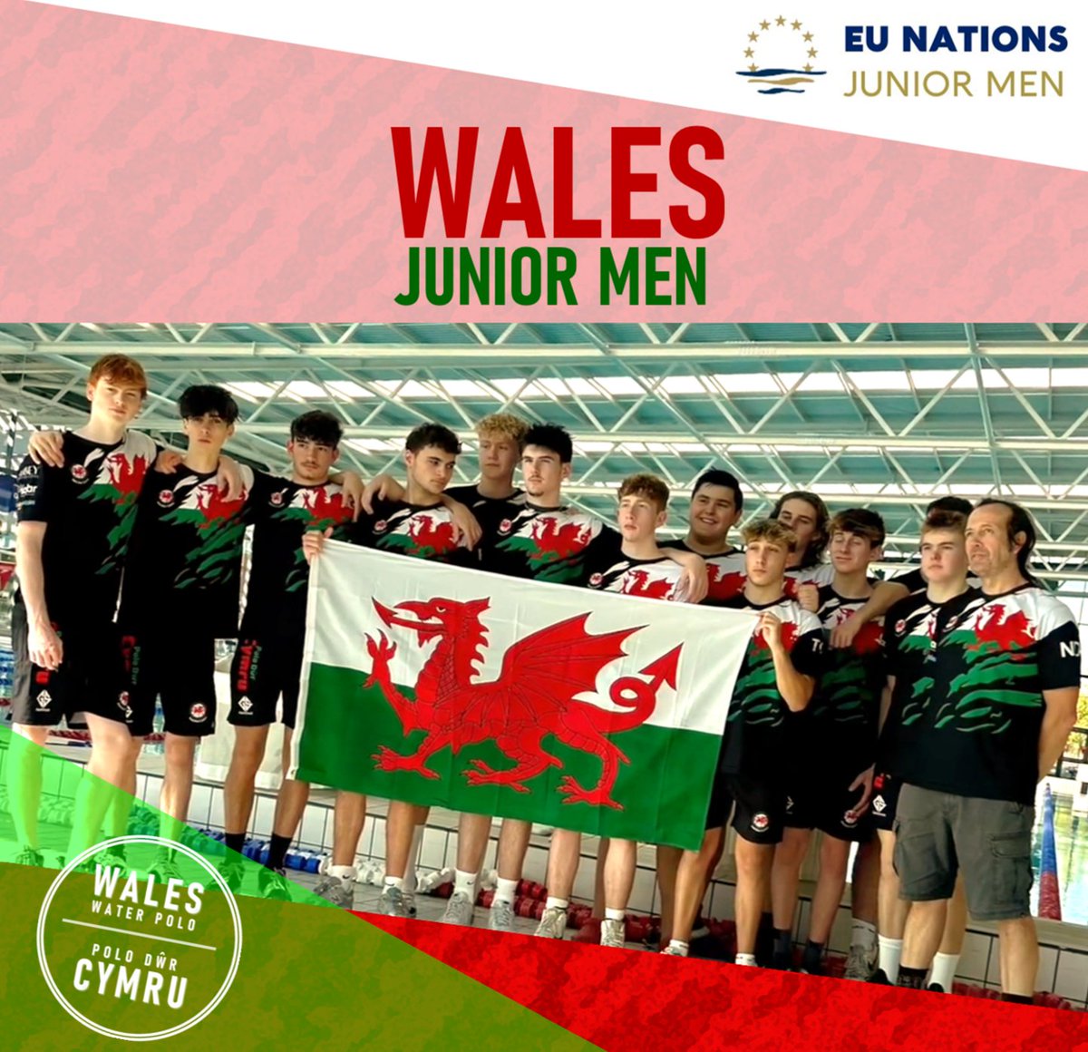 WalesWaterPolo's tweet photo. Our Junior Men are in Brno, representing 🏴󠁧󠁢󠁷󠁬󠁳󠁿CYMRU🏴󠁧󠁢󠁷󠁬󠁳󠁿 at their 2023 EU Nations!🇨🇿🤽‍♂️🏆

We'll be commencing our campaign in Group B against Czechia and Ireland💪

Huge congratulations and the very best of luck to you all!🤞👏

DERE YMLAEN FECHGYN!🔥

#WalesWaterPolo🐲
#PoloDwrCymru🏴󠁧󠁢󠁷󠁬󠁳󠁿 https://t.co/1Lc1O1bucU