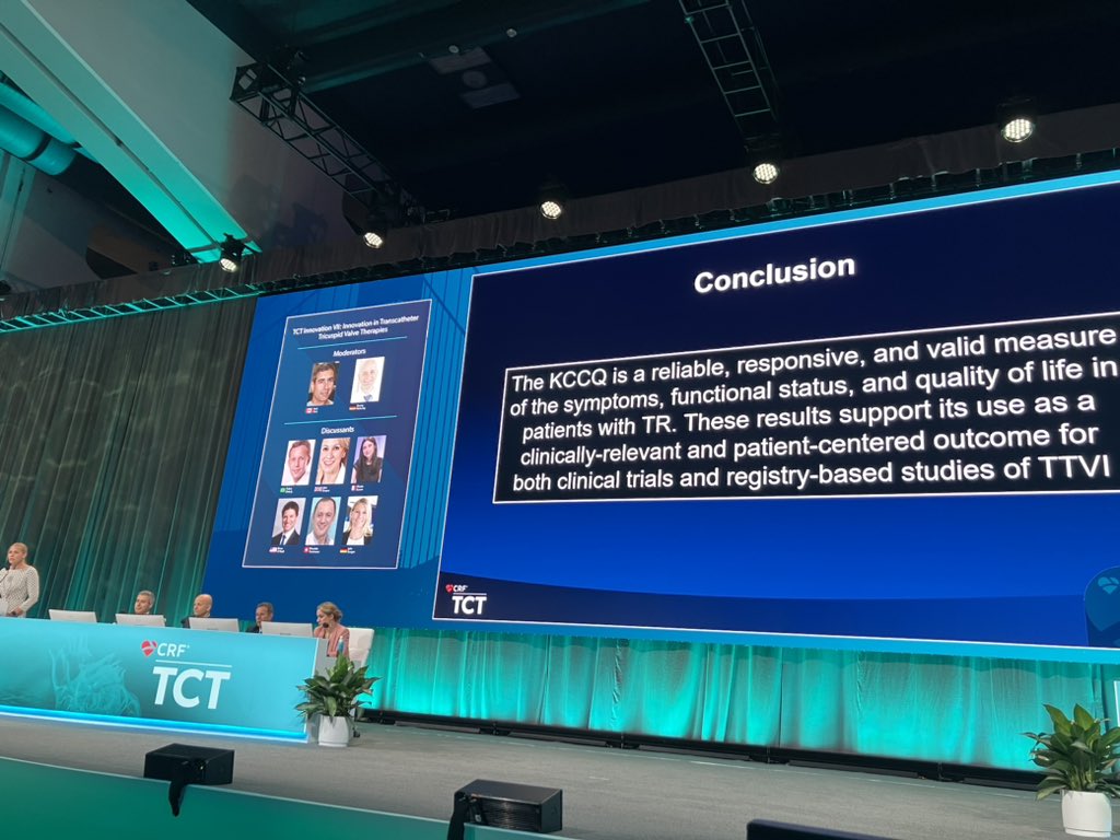 Dr Suzanne Arnold validates KCCQ for TR therapy! ~2700 pts from @AbbottNews @EdwardsLifesci QOL is highly meaningful for clinical outcomes in TR @JoaoLCavalcante @HamidNadira @MHIF_Heart @nickaram @djc795 @GilbertTangMD @hahn_rt @vonBardelebenRS