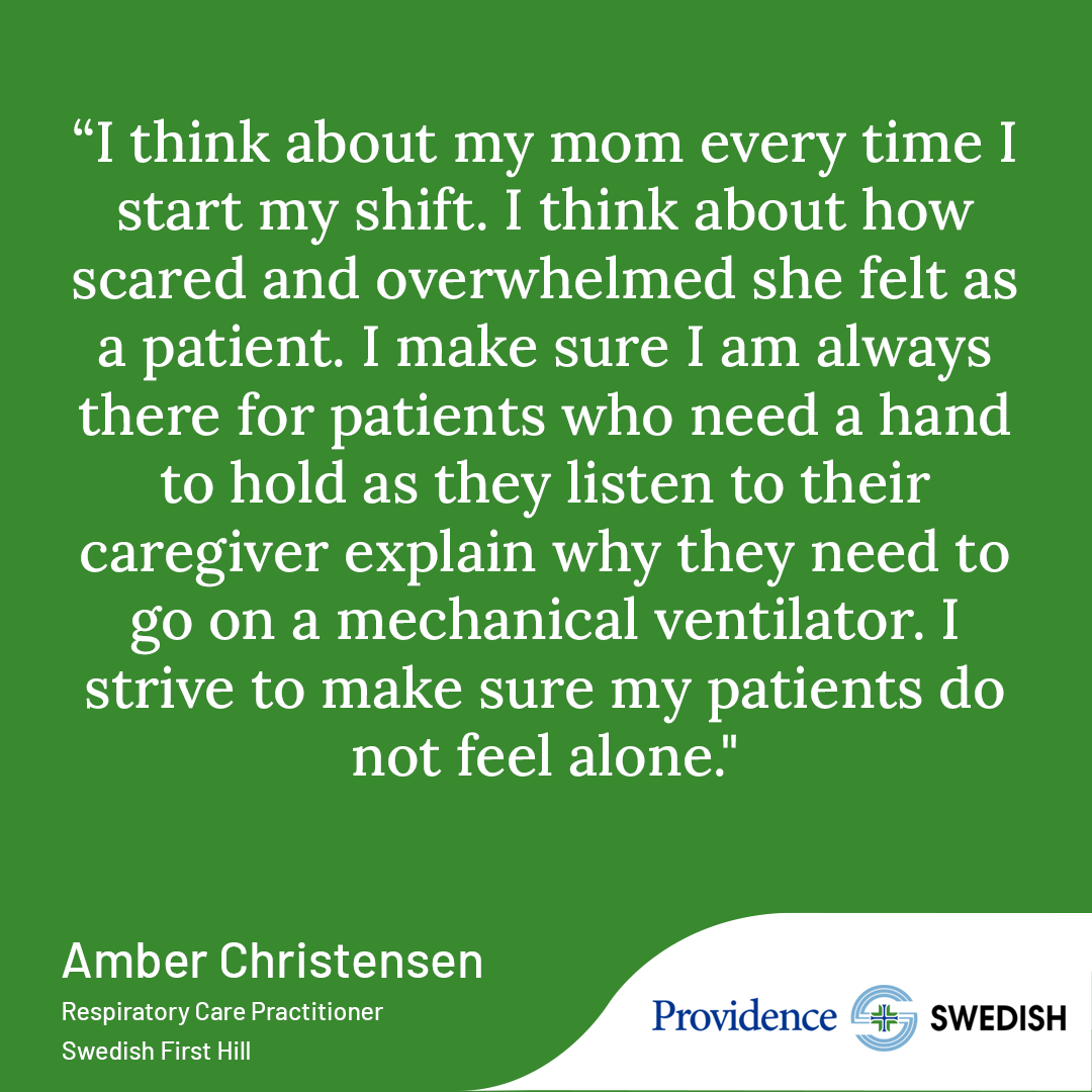 ProvSwedish's tweet photo. Providence Swedish Respiratory Therapist Amber Christensen shares her own experience as a caregiver for her late mother, and how that chapter of her life set her on the path to becoming a respiratory therapist. 
https://t.co/o9urinblKm

#RespiratoryCareWeek #RespiratoryCare https://t.co/0B15yKBCb6