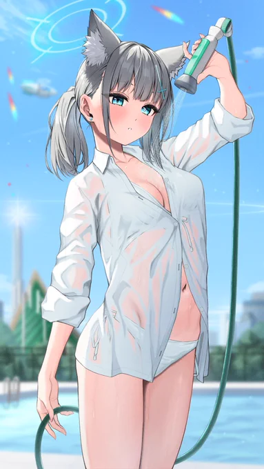 水着シャツシロコ#ブルアカ 
