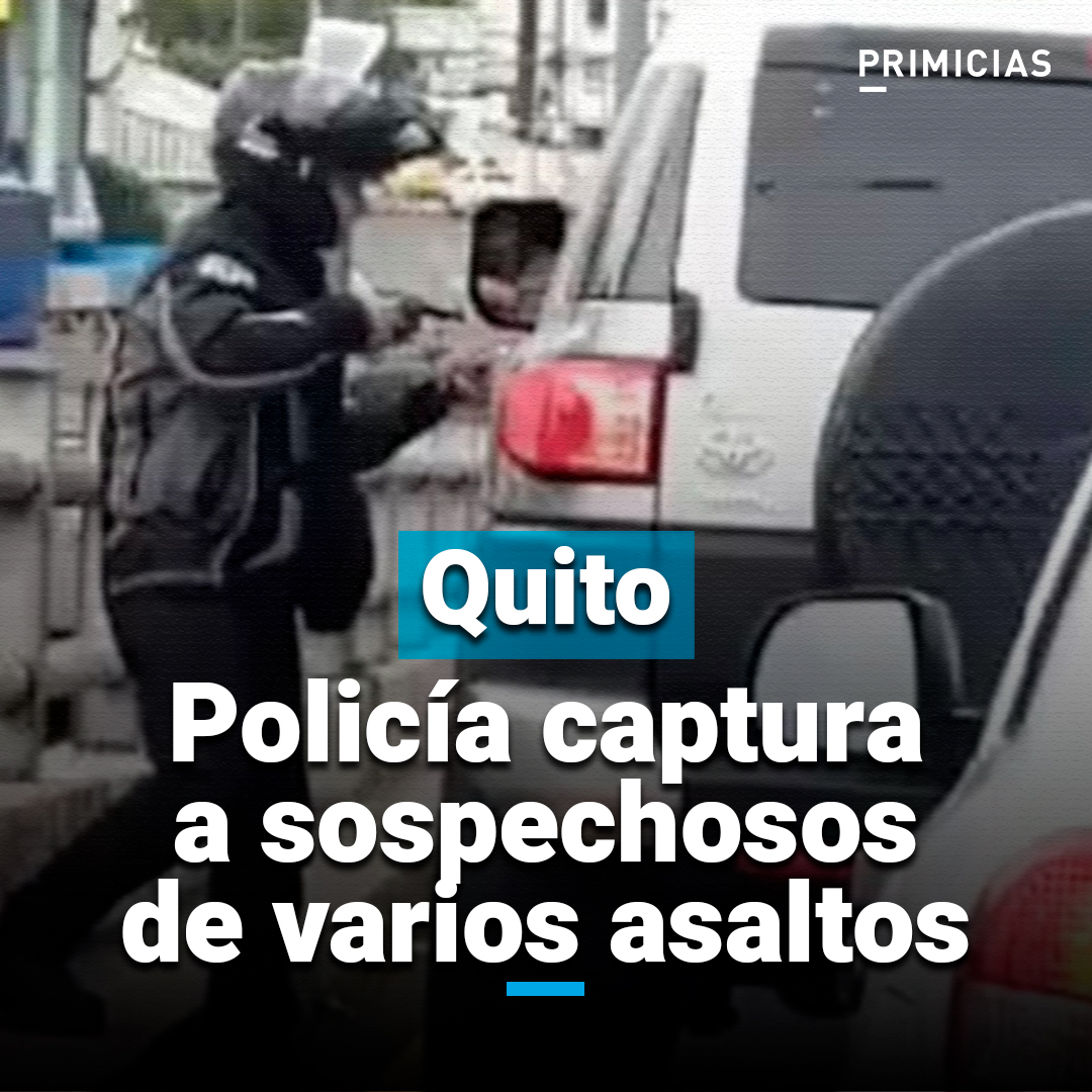 Primicias's tweet photo. #Quito | Cuatro personas fueron detenidas por presuntamente haber asaltado a varias personas en la capital. Utilizaban los semáforos en rojo para cometer los delitos. https://t.co/vIVweSrkVh https://t.co/xq2k4VV3aJ