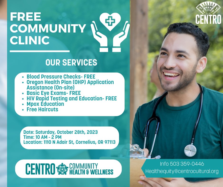 Join us this Saturday for 'La Clínica' - your one-stop for comprehensive health & wellness services! From FREE eye exams to mental health resources and even haircuts, we've got you covered. 🩺✂️🔍 October 28th, 10am-2pm at 110 N Adair St. See you there! #LaClinicaCentro