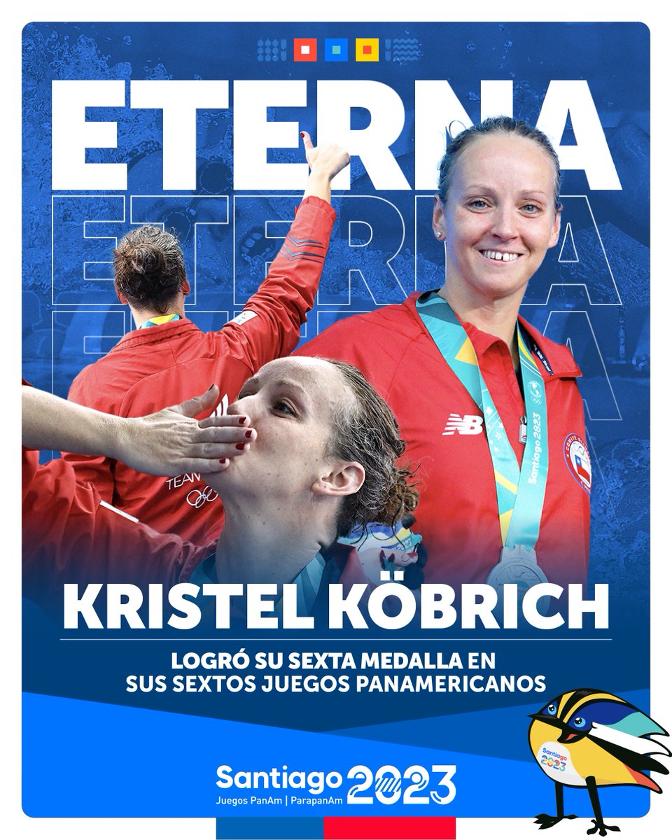 GobiernodeChile's tweet photo. ¡Tremendo orgullo para el país! 🤩 Kristel Köbrich hoy nos impresionó con su desempeño en natación en #Santiago2023, ¡sus sextos Juegos Panamericanos!👏🏼 🇨🇱

Eres eterna, Kristel, gracias por tu entrega, pasión y por todas las generaciones que has inspirado con tus logros 🫶🏻 https://t.co/sIUGF6PFtE