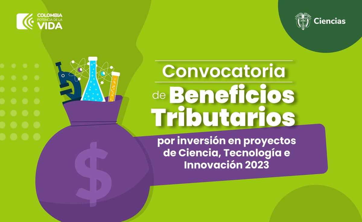 #MinCiencias abre convocatoria de beneficios tributarios a empresas del país por inversión en proyectos de Ciencia Tecnología e Innovación. Son $800.000 millones en beneficios dirigidos Mipymes y alianzas de grandes empresas con Mipymes.
📝Información aquí minciencias.gov.co/sala_de_prensa…