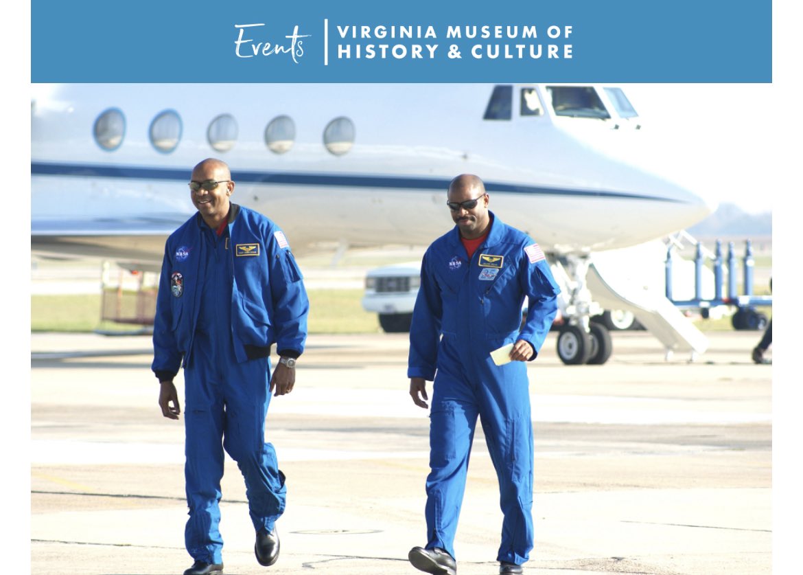 I’m not sure if I’m a geek or a nerd because of how freaking happy I am to be listening to the stories from Virginia’s two extraordinary astronauts Leland D. Melvin, and Dr. Robert L. Satcher tonight 🚀 Shout out to moderator @JosephSHRogerswho👏🏼 @VirginiaMuseum