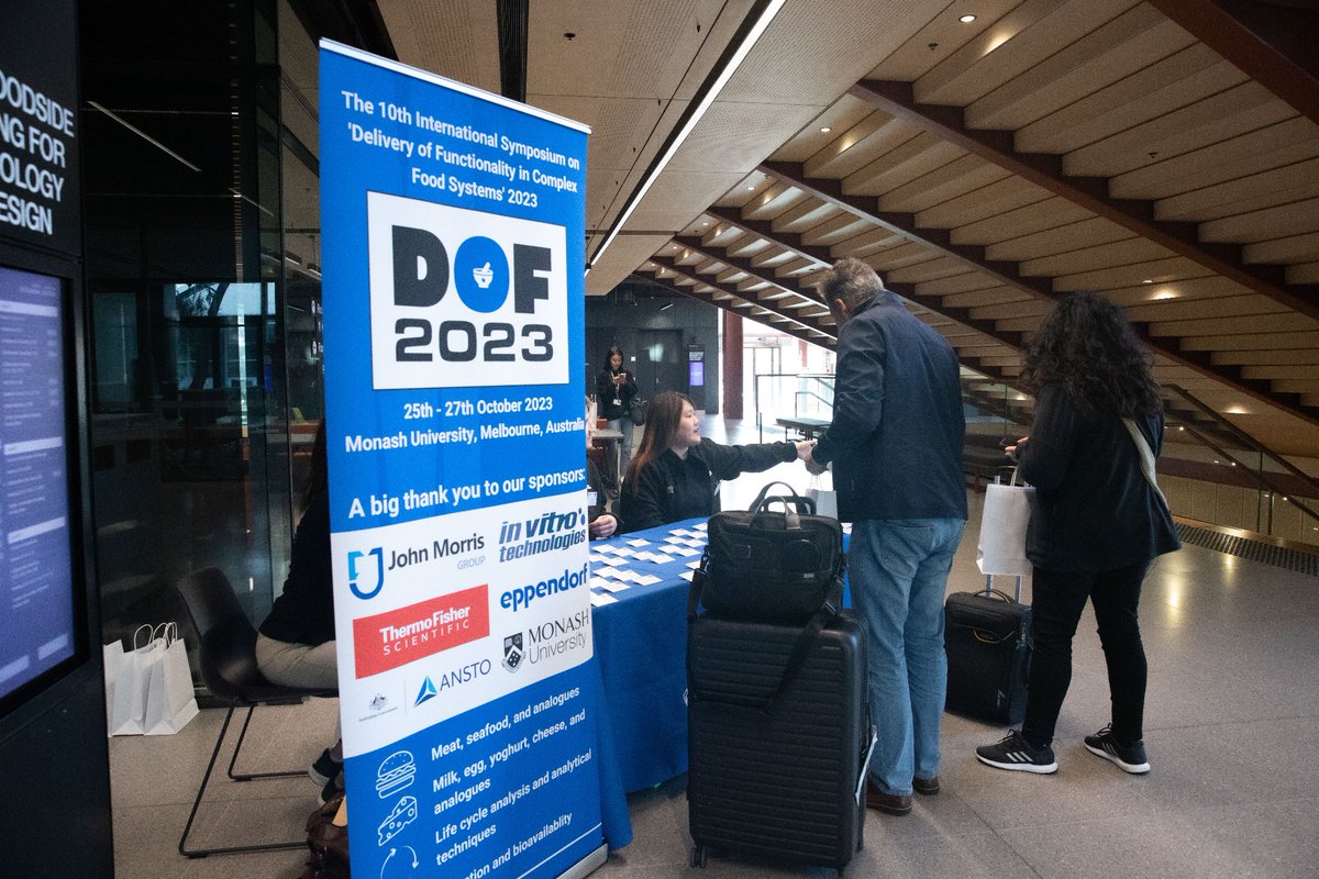 dof2023's tweet photo. Day 1 of #DOF2023! An amazing day looking at dairy, egg &amp; analogues, LCA's &amp; analytical techniques. Thanks to our speakers, poster presenters and sponsors!

@ANSTO @thermofisher   @Eppendorf_Group @vitro_life  @JohnMorrisSci  @RiddetIns  @MonashUni  @monashengineers  @MonashSci https://t.co/rSTVcBSxyW