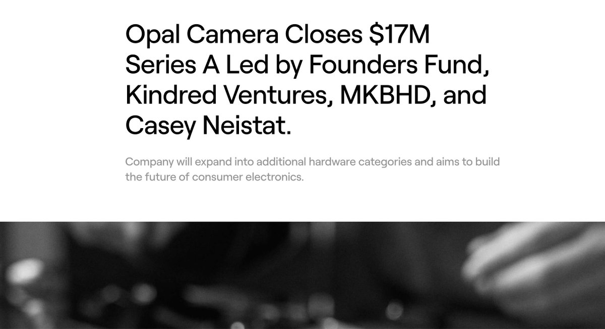 Today, we’re announcing a new round of funding. Stay tuned for more… something small is coming this fall. opalcamera.com/newsroom/opal-…