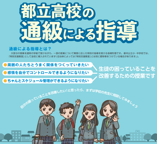 tokyokojuken's tweet photo. 【支援級からの都立高校受験】
情報の少ない特別支援学級からの高校受験について。東京は日本で最も先進的な自治体で、全都立高校の受験が可能です。内申点については、特別支援学級は当日の学力検査のみで合否判定が行われます（←重要）東京高校受験主義が知る知見の全てを提供します。超長文です。

◆都立高校入試での扱い
東京都の入試実施要項にはこう書かれています。

「特別支援学級（固定）在籍者（卒業者を含む。）に ついては、調査書の所定の欄のうち記入できる事項のみ記入し、記入できない欄については斜線を引く。」

特別支援教育は通常の教育課程とは異なるため、教科の評定は「斜線扱い」となります。つまり、内申測定不能です。これは、完全不登校や支援級の生徒に対して行われる措置です。

このケースでは、当日の学力検査や個人面接など、調査書を除いた資料のみで合否選考がおこなわれます。決して合否判定で不利になることはありません。（※仕組みとしては、学力検査の得点に応じて仮想内申を算出します）

支援学級や完全不登校の子は、調査書が斜線扱いとなり、全ての都立高校に理論上進学可能です。

昨年、大田区立中学校の管理職の先生ともこの話題になりましたが、支援学級からの都立高校受験は可能だし、実際に進学も出ているとのことでした。

◆都内特別支援学級の進学の現状
特別支援学校高等部への進学が8割を超えます。一方で、1割程度は高等学校へ進学しています。東京で特別支援学級からの高校進学は決して例外的な進路ではありません。

◆進学先について
☑エンカレッジスクール
東京高校受験主義の一番の推しはエンカレッジスクールです。区分は普通科高校ながら、発達障害などを持つ子どもを積極的に受け入れています。可能性を持ちながらも、力を発揮できないでいる生徒を積極的に受け入れようと石原都政の目玉の一つとして創設しました。

・定期テストなし、日々の積み重ねを評価
・2人担任制
・集中しやすい30分授業を併用
・学力別の少人数授業
・魅力的な体験学習が豊富
・入試は学力検査なしの個人面接や作文

指定校一覧
足立東高校、秋留台高校、練馬工科高校、蒲田高校、東村山高校、中野工科高校

中野工科高校ではオーストラリアへの公費の海外派遣制度で、現地の生徒たちと水素燃料電池車のミニ四駆製作ワークショップを行いました。カリキュラムも結構魅力があります！エンカレッジ×工科高校は個人的におすすめです。

ここだけの話、あるエンカレッジスクールは、入学者のうち10人程度が知的障害の障害者手帳保持者とのことです。

☑チャレンジスクール
チャレンジスクールも、特別支援学級からの進学が出る都立高校です。小中学校時代に不登校の経験があったり、中途退学をするなど、能力を発揮する場に恵まれなかった生徒のための高校です。

学力検査なし、調査書点なし（※特別支援学級はそもそも全校不要ですが）、昼からの通学もOK、基礎的な学習をゆっくり少人数で学びます。社会生活のルールの学習や、ボランティア活動などの体験活動も豊富です。

指定校一覧
桐ヶ丘高校、世田谷泉高校、大江戸高校、六本木高校、稔ヶ丘高校、小台橋高校、八王子拓真高校

※八王子拓真は「チャレンジ枠」募集

足立区に新設された小台橋高校は最先端です。「好きな授業を選び、やりたい研究をする」を標榜に、チャレンジスクールとしては初めて、大学進学に本格対応したカリキュラムです。ビジネスゼミ、物理ゼミ、美術ゼミといった学校独自のゼミ授業があり、クラス担任とゼミ担任の連携で生徒を支援します。

☑ 昼夜間定時制高校
定時制と聞いて負のイメージを持っている方は本当にもったいない。今は生徒層が様変わりしています。定時制といえば夜間だったのが、今では朝～夜までの幅で自分のペースで選べます。例えば、都立一橋高校はⅠ部（8時40分～12時10分）、Ⅱ部（12時50分～16時20分）とⅢ部（17時20分～21時5分）に分かれます。4年間で卒業が原則ですが、二つにまたがれば3年間での卒業も可能。午後から通学可能なので、「朝が起きられない」という子や、芸能関係の子も多いようです。先ほど紹介したチャレンジスクールは、全校が昼夜間定時制です。

☑ 総合学科
「自分だけの時間割りを作って、やりたいこと、伸ばしたいことを学習する」これが総合学科のキャッチコピー。例えば、葛飾総合高校はなんと120科目。この中からやりたいこと、伸ばしたいことを考え、オリジナルの時間割を作ります。選択科目のほんの一例です。

フランス語入門/イタリア語初級/まちづくり/コーチング/福祉総合/点字・手話初級/ダンス/食文化/保育実践/基礎ピアノ/演劇/陶芸/画像メディア表現/演習化学/数学IA演習/数学Ⅱ発展/サイエンステクノロジー/ヒトの体の不思議/情報デザイン/ITエンジニアリング/ロボット制御/エレクトロン工作

科目名を見ただけでワクワクしませんか？この中から、自分だけの時間割を作ります。 紹介したチャレンジスクールは、八王子拓真を除いて総合学科です。

☑ 新宿山吹高校
通信制と定時制を並置する、最近知名度が増した日本一自由なぶっ飛んだ高校です。

・行事参加自由
・年齢も自由
・友達作りも自由（ぼっちでも浮かない）
・進路も自由（東大、海外大、専門、就職と多様）

人付き合いが苦手だったり、学校の同調圧力が無理！という人、趣味や学問に打ち込みたい、芸能活動と両立したい、進学校のカリキュラムに縛られず自由に勉強したい、という人向け。有名中高一貫校や超進学校からの編入が多い学校です。ここだけの話、発達障害の子が多いそうです。新宿山吹で初めて「自分に合った学校」と出会う子が多いとか。

超個人主義、自己責任、教員干渉なし、消極的自由

ただし、かなりぶっ飛んだ学校なので、合う、合わないがはっきりしてます。こういう尖った学校も容易されているのが、東京の高校受験の魅力です。

通信制については、立川市に砂川高校もあります。

もちろん、これ以外の都立高校も受験可能です。

◆都立高校受験の注意点

①教職員は特別支援教育免許を持っていない

②中退リスクは正直高い

③特別支援学校と比べ専門的支援が薄い

④中学の先生が高校進学へ理解が乏しいケースがある

⑤特別支援級→高校のカリキュラムの接続問題

⑥受験前の個別相談が必須（←超重要）

特に⑥が大切。必ず事前に候補校と個別相談をしてください。学校によって対応にムラがありますし、高校は義務教育ではないので、本当に卒業が可能なのか見定める必要があります。

特別支援級の進路に関する杉並区立中学校の先生の言葉です。

 「入れる学校」ではなく、「卒業できる学校」を選択する。

肝に銘じたい言葉です。

◆定員割れの偏差値最下位の都立高校はありか
偏差値最下位帯の都立高校の中には、定員割れを起こしている学校があります。こうした学校なら入学できるのではないかと考える保護者もいるようです。しかし、ボーダーフリーを狙った安易な高校受験は絶対に避けるべきです。

手厚さという側面では、都立高校は都立特別支援学校にはまったく敵いません。というか、都立特別支援学校高等部の充実度は異次元です。1クラスの生徒数はわずか8人。専門知識を持つ正規教員が多数在籍し、卒業後の進路のコネクションも強固です。

どんな都立高校も、私立中高一貫校も、都立特別支援学校の手厚さと専門性には敵いません。

制度として都立高校進学は可能であっても、本当にそれがその子にとって最適な進路なのかは熟考してください。高校は基本的に自己責任の世界です。、偏差値最下位帯の高校の中退率は、昔よりもだいぶ改善されたとはいえ、低くはありません。

◆東京高校受験主義の思い
ある時期、私は小中学生たちと教育ボランティアで時間を共有していました。その子たちとの関わりは、高校受験の前に終わりましたが、彼らが高校生になったあと、保護者の許可を得て、一緒にボーリングを楽しむことになりました。

学割を受けるためには学生証の提示が必要でしたが、1人の少年が「学生証を忘れた」と言うのです。

彼は噓をついていました。彼は自分が特別支援学校高等部の生徒であることを私に隠したかったのです。

彼の中学時代を思い出すと、確かに勉強はまったくできなかった。ただ、これぐらいの子たちはどの学年にも一定数存在します。一緒に時間を過ごす中で、彼の学力が日常生活に支障をきたすほど問題があるものだとは感じませんでした。

私は非常にショックでした。彼が障害をもっていることに対してではなく、特別支援学校への進学に後ろめたさを感じている事実に対してです。

特別支援学校高等部の教育内容の専門性とそのサポートの手厚さは、非常に魅力的です。一方で、普通の高校への進学を希望する気持ちも、私には痛いほどわかります。

どちらが正解なのか、一人一人の心の中にしか答えはないのだと感じました。

◆通級指導のスタートについて
最後に広報です。都立高校では、発達障害のある子（自閉症、ADHDなど）で、通常の高校の授業にはついていく学力はあるものの、障害に応じた特別な支援が必要な生徒のために、通級による指導が2021年よりスタートしました！
これにより、都内公立小・中の特別支援教室→都立高校への道がさらに拓けました。

例えば「提出物やスケジュール管理が苦手」という生徒に対して、通級による指導で、スケジュール管理ソフトの使い方、期日の優先度に応じた色分けなど、高校生活や社会人になるために必要な個別指導を受けることができます。

さらに、コミュニケーションが苦手という都立高校生向けに、コミュニケーションアシスト講座があります。7年間で1000人以上の都立生が受講した人気講座です。Aコースでは、全30回の講座を通じて、大学の先生、スタイリスト、お笑い芸人など、多彩なゲストを招いたりしながら、1年間かけて対人スキルを学びます。都立生はもちろん無料です。

東京の高校受験、親御さんが子どもの頃とは世界が変わってきています。

進学校の改革ばかりが伝えられますが、特別支援学級からの高校進学のような、痒い所に手が届く改革も着々と進んでいます。

特別支援教育に携わるすべての人たちにこの情報が伝わることを願います。【拡散願います🙇】

※この投稿は要望により書きましたが、私は特別支援教育の専門家ではありません。一介の塾講師です。情報に誤りがありましたら、DMもしくはリプでご教授ください。

※東京の支援級からの高校受験体験談も大歓迎です。DMもしくはリプで教えてください！