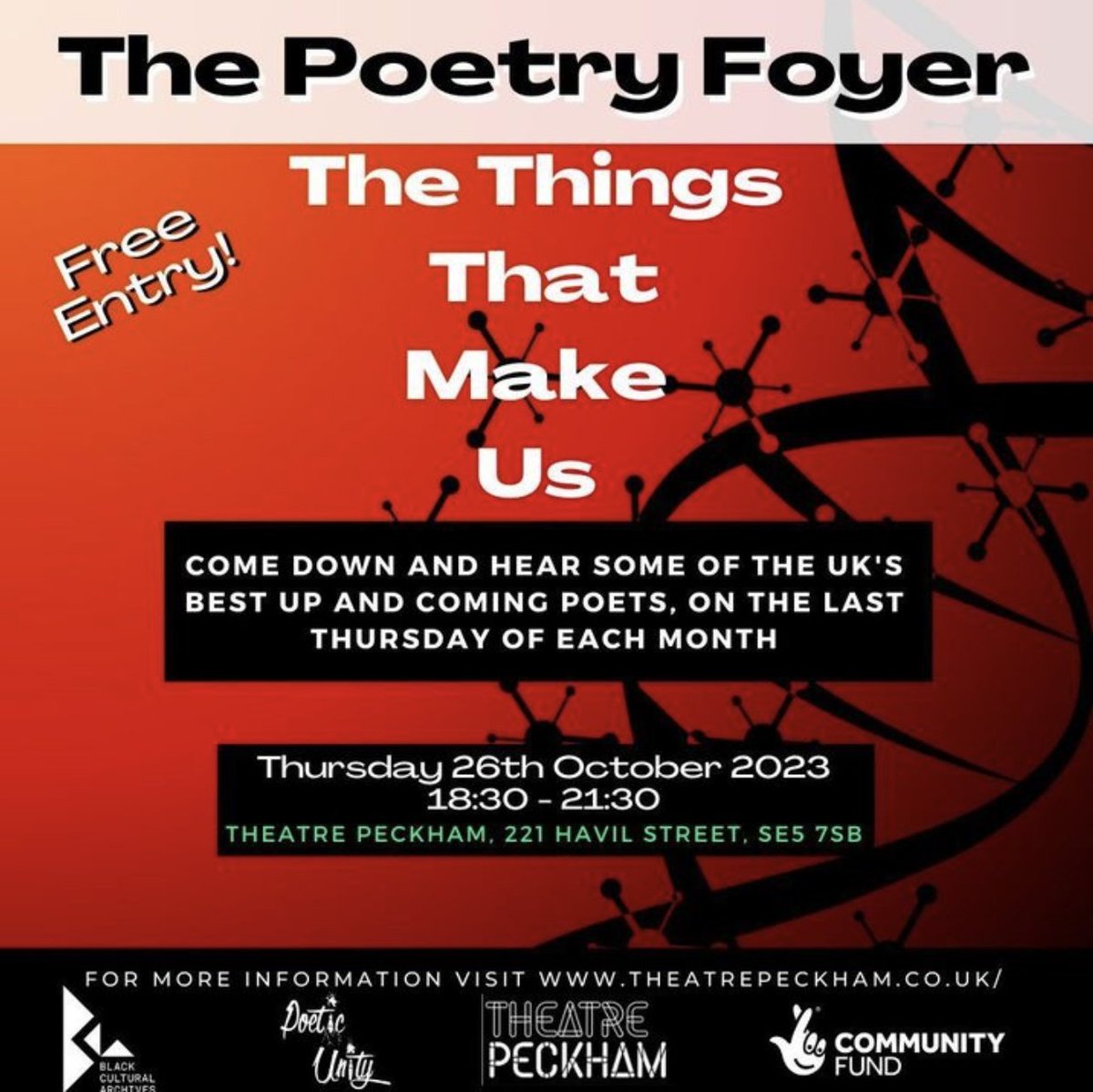 I'm featuring at this tonight at @theatrepeckham. Featured poets, plus open mic, it's local and FREE... I'll also have copies of my new book More Mixed Messages so you can grab one!

#PoetryOpenMic #PoetryInLondon #PoetryOpenMic #Poetry #SpokenWord #TheatrePeckham