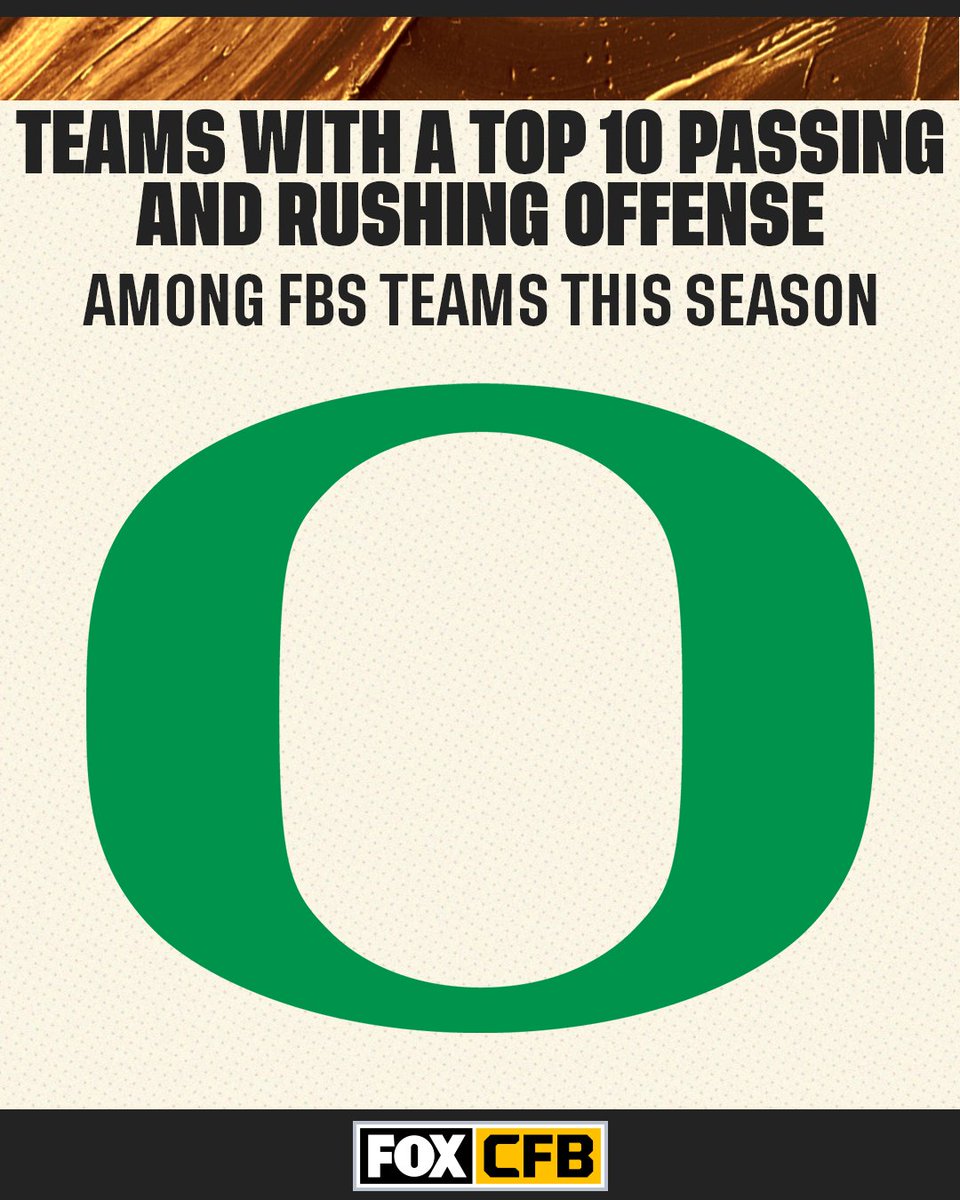 🦆 @oregonfootball is the only FBS team with a top 10 passing offense and rushing offense this season 👏