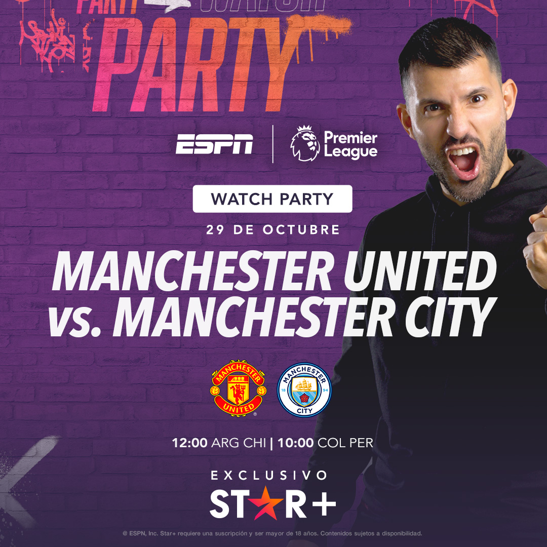SC_ESPN's tweet photo. ¡DOBLETE DEL KUN AGÜERO! Sí, como en los viejos tiempos... El histórico goleador argentino reaccionará EN VIVO en #StarPlusLA a dos clásicos TOP de Europa:

⚽ Barcelona vs. Real Madrid
🏆 #LaLiga 

⚽ United vs. City
🏆 #PremierLeague 

🔥 @aguerosergiokun

📺 #MiraloEnStarPlus https://t.co/9AIxYO7fxF