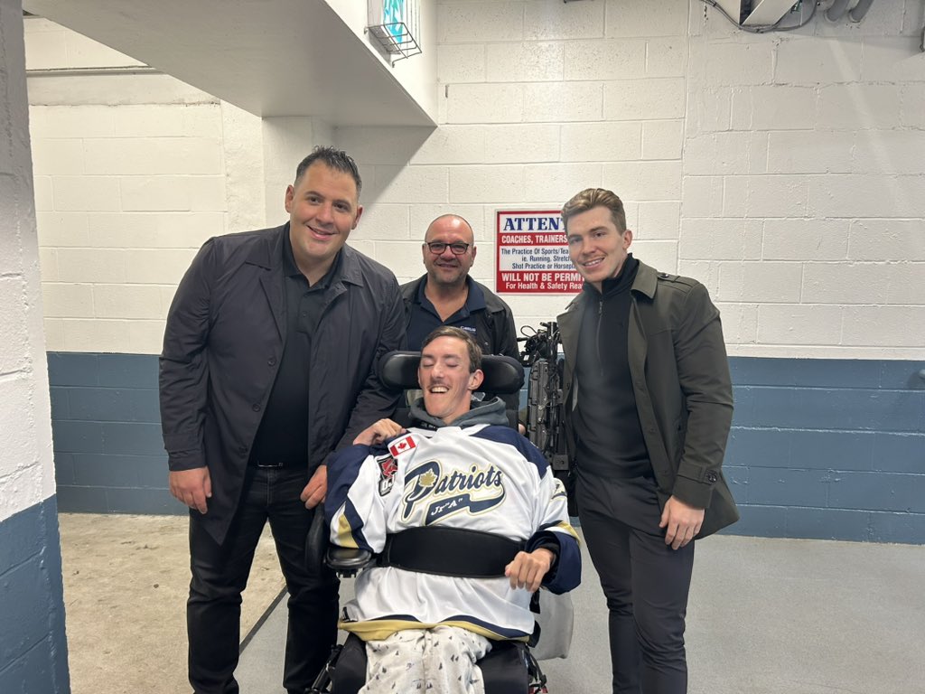 Spreading love for the game wherever we go! Meet one of our biggest supporters in the OJHL. We surprised them with a jersey to show our appreciation. Thank you for your unwavering support! 🏒🙌 #FansForLife #OJHLFamily #hockeynight