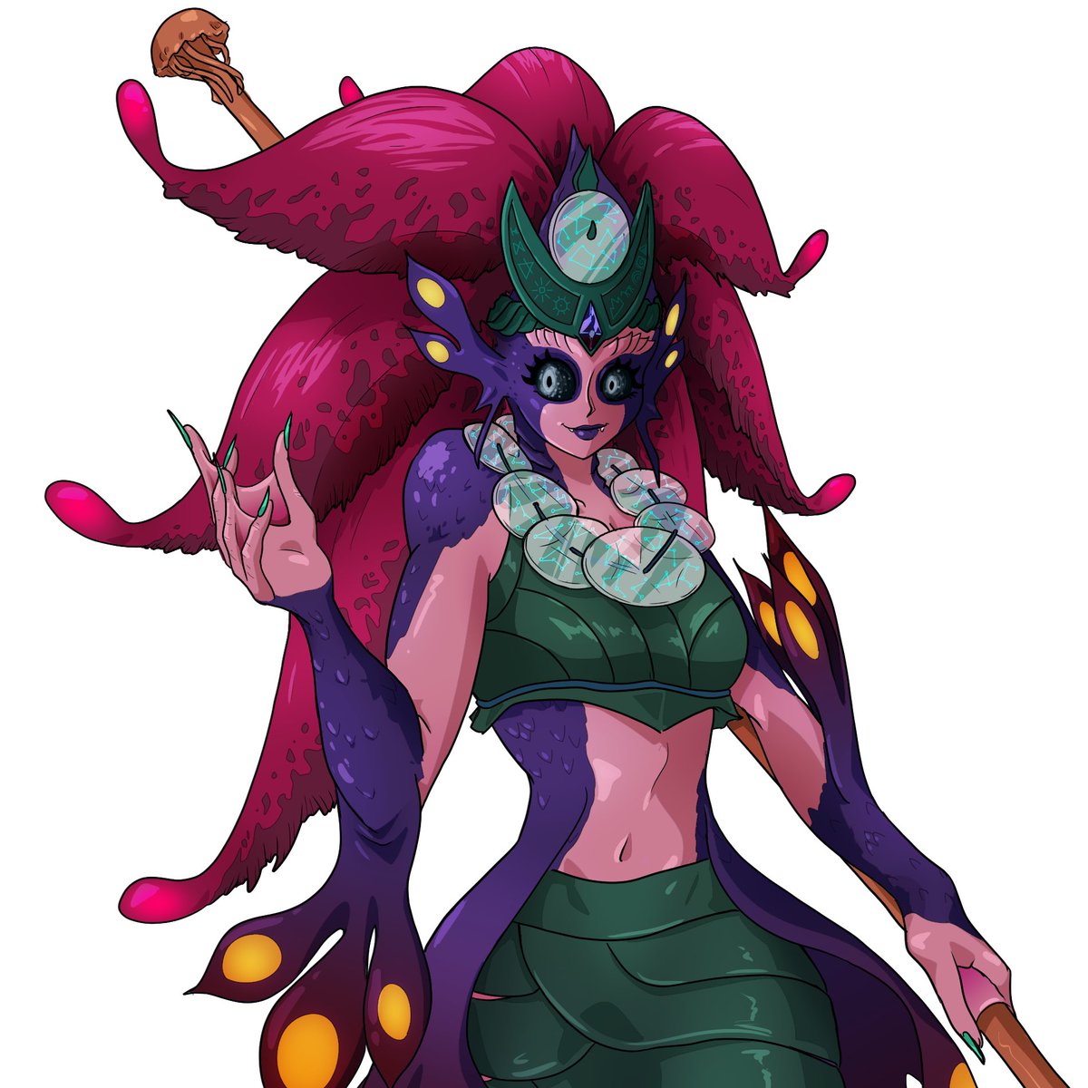 ROBOT_7's tweet photo. @mareepy Hell yeah! I made an Azarketi for pathfinder (basically the same thing) looking at a bunch of magic merfolk stuff! I loved designing her, so many fun colors and shapes you get to play with using fish as a base. https://t.co/D9nQXJdbis