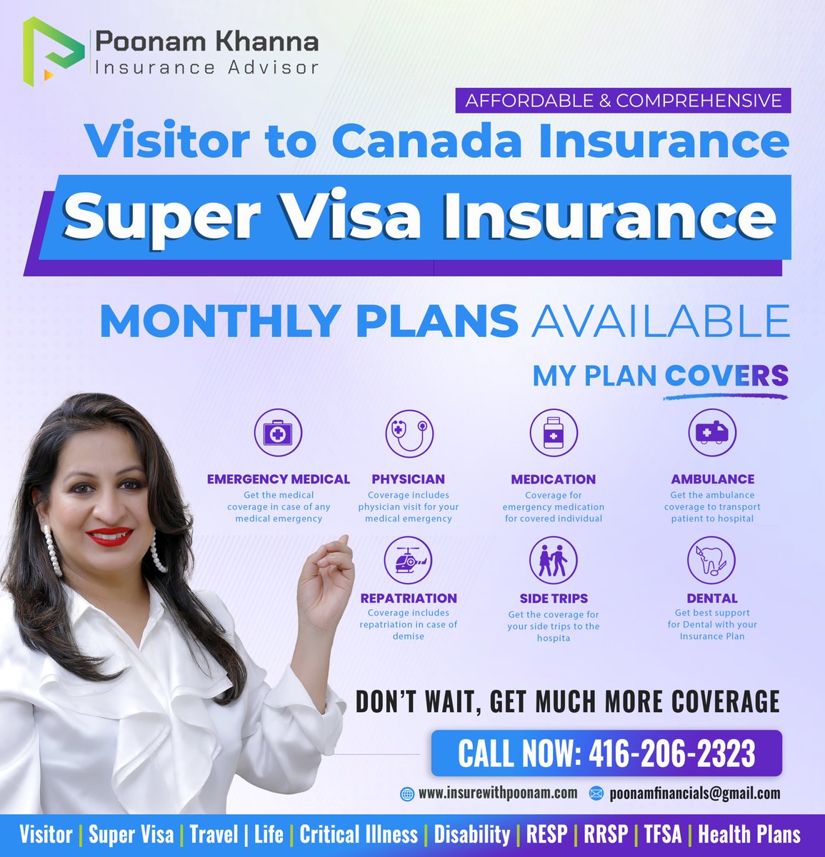 PoonamK17699826's tweet image. Get a Visitor Insurance or Super Visa Insurance Emergency medical treatment can cost thousands.

Call or Text! ☎️ (416) 206-2323
Whatsapp chatwith.io/s/poonam-khann…

#lifeinsurance #visitorinsurance #supervisainsurance