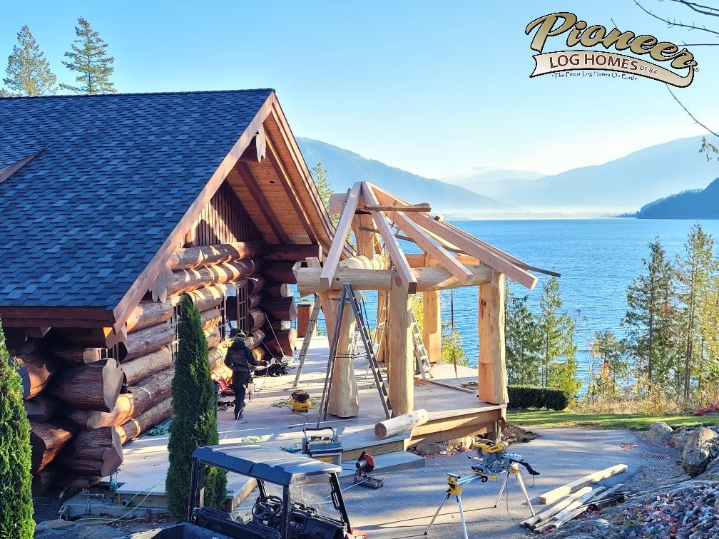 There is no better way to enjoy what remains of Fall then to be on beautiful Shuswap Lake, BC, building a special BBQ Gazebo, for some old friends! #dreamhome #shuswaplake #BeautifulBC #loghomes