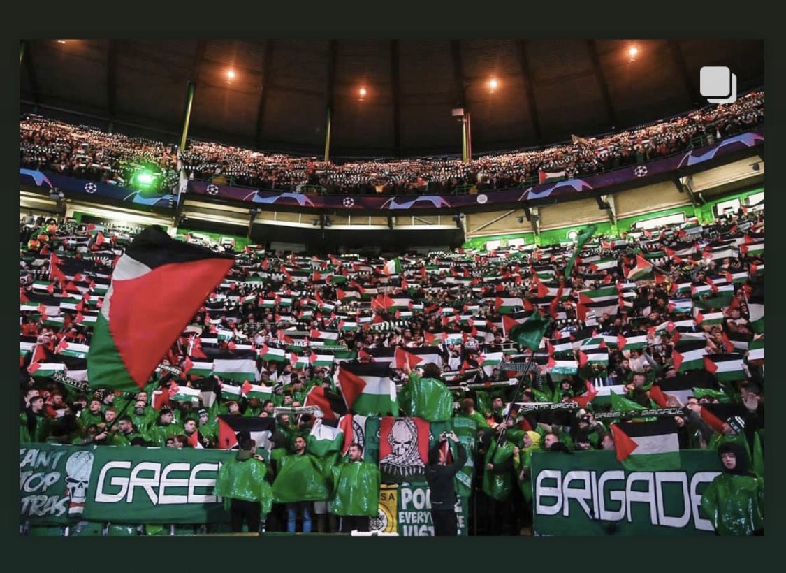 asimrabbani's tweet photo. As proud as iv ever felt to support this special football club tonight, fought like lions on the pitch and stood on the right side of humanity in the stands!

To the people of Palestine you’ll never walk alone 💚🇵🇸 https://t.co/1C2hpatvgk