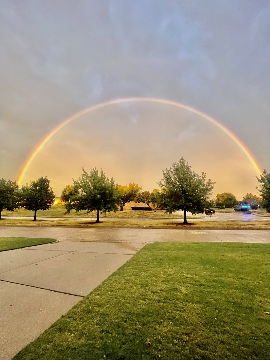 Perfect little rainbow after lots of Oklahoma City rain 🌦️🌈