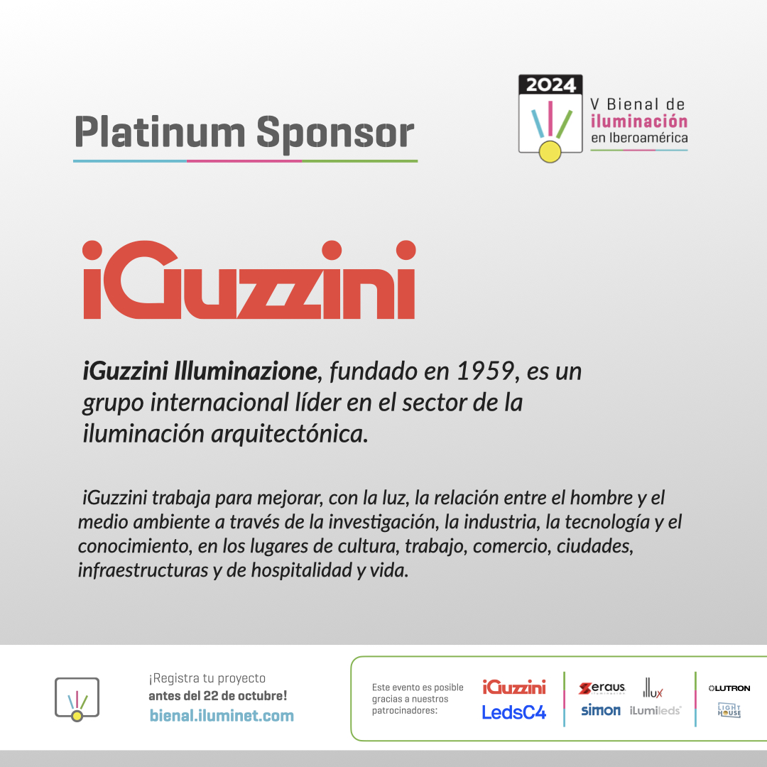 Un agradecimiento especial a nuestro sponsor platino, iGuzzini, por su apoyo incondicional a la creatividad de los actores de la Bienal de Iluminación.

Innovación y sostenibilidad se unen en una alianza brillante.

¡Descubre <a href="/iGuzzini/">iGuzzini</a>!

#Bienaldeiluminacion #Premiosiluminet
