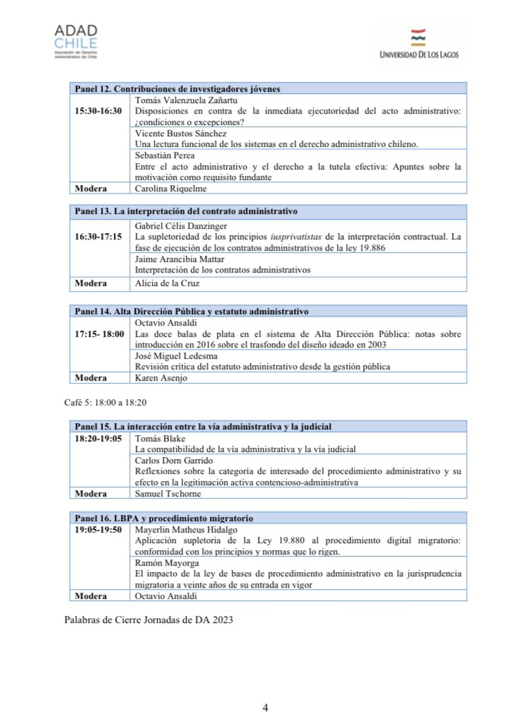 📚 Compartimos el programa de las XIX Jornadas de Derecho Administrativo, a realizarse el próximo jueves 30 de noviembre y viernes 1 de diciembre en Osorno