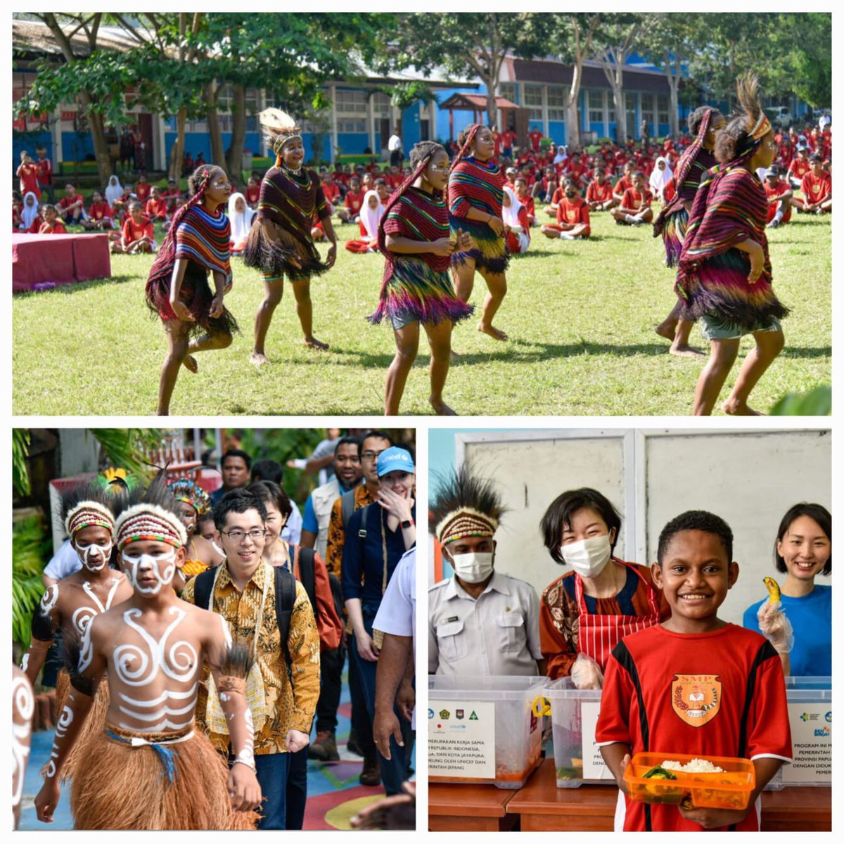 maniza_zaman's tweet photo. Visit with @JapanGov to SMPN 04, Jn High School, Jayapura City in food-insecure area Abepura. @UNICEFIndonesia supports, wi local govt &amp; community, Aksi Bergizi programme. Includes provision of healthy breakfast, Iron-Folic Acid Supplementation for girls &amp; nutrition education. https://t.co/Ish1K0F7JO