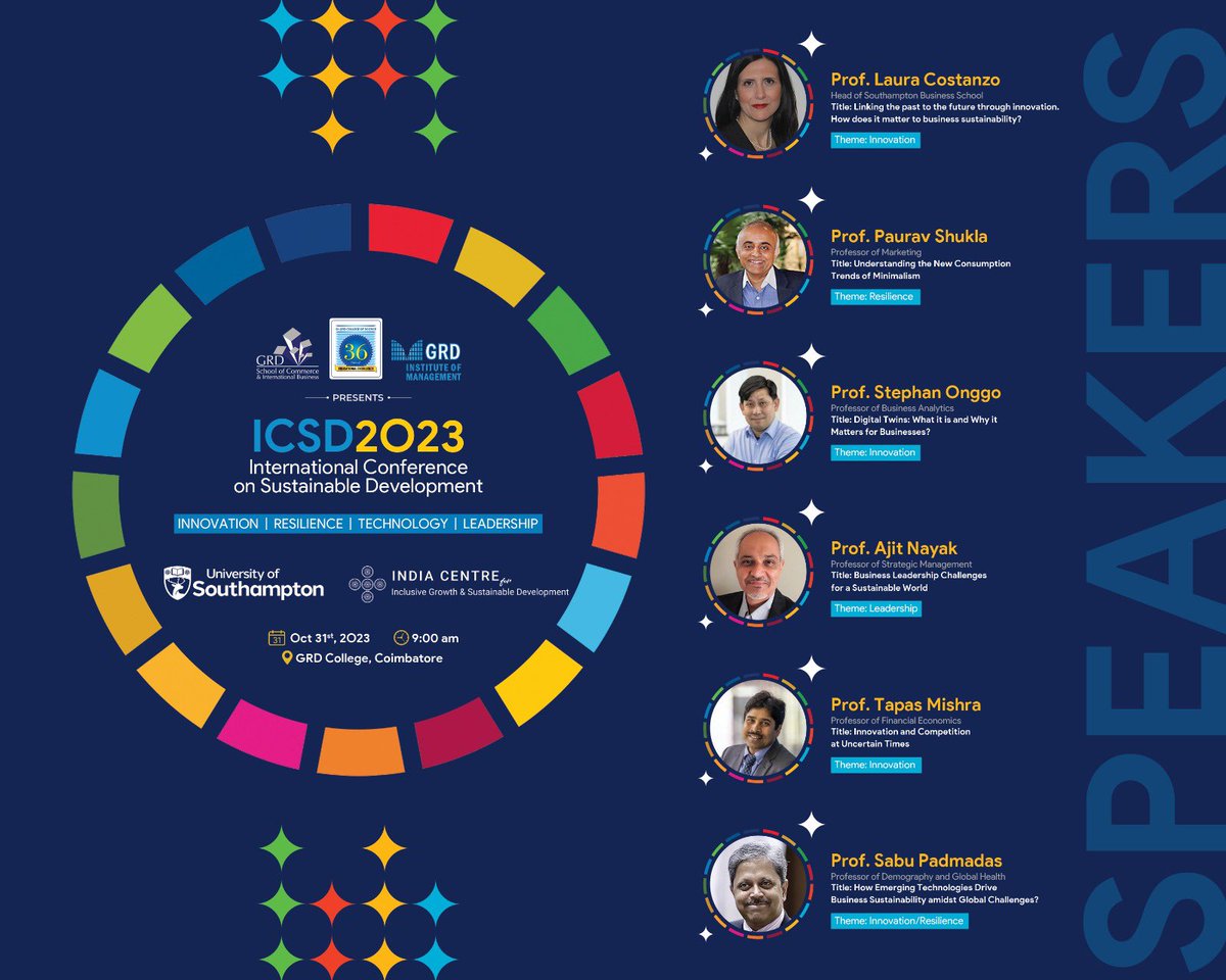 🌍 Join Us at ICSD 2023: Innovation | Resilience | Technology | Leadership: We are thrilled to announce that the 5th edition of the International Conference on Sustainable Development (ICSD) will be hosted in collaboration with the prestigious University of Southampton, a…