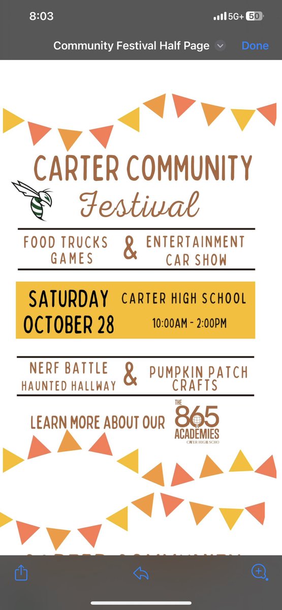 Come out to the Carter High Fall Festival!  This Saturday at Carter High!