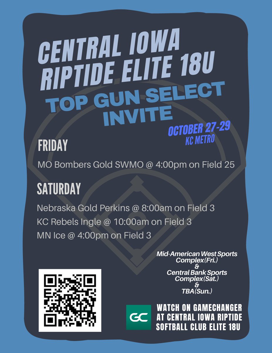 Coaches come check out the Central Iowa Riptide Elite 18u team at the Top Gun Select Invite. #centraliowariptidebombsqaud #centraliowariptide <a href="/topgunfastpitch/">Top Gun Fastpitch</a>