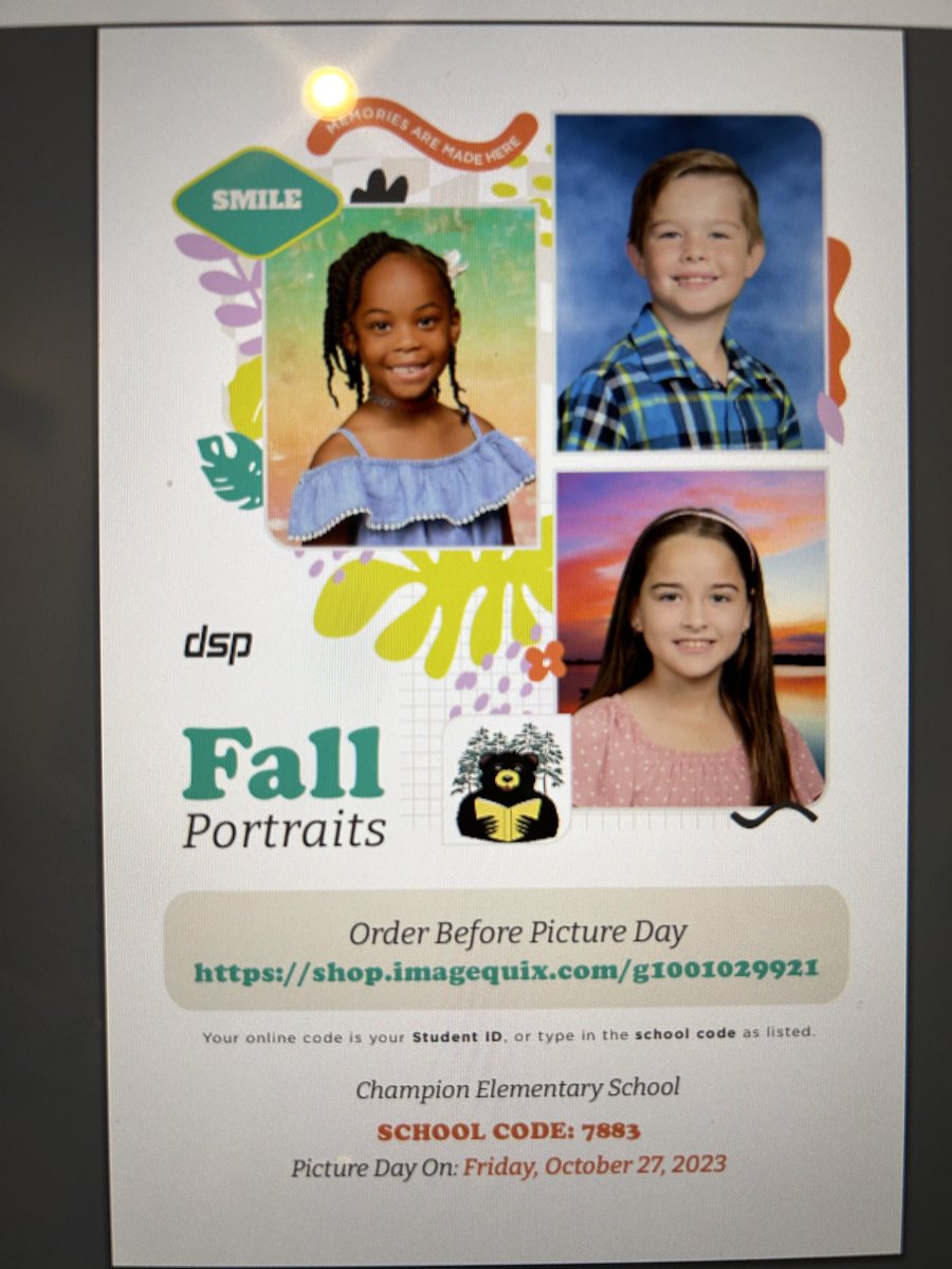 Friday is Picture Day at Champion Elementary School.