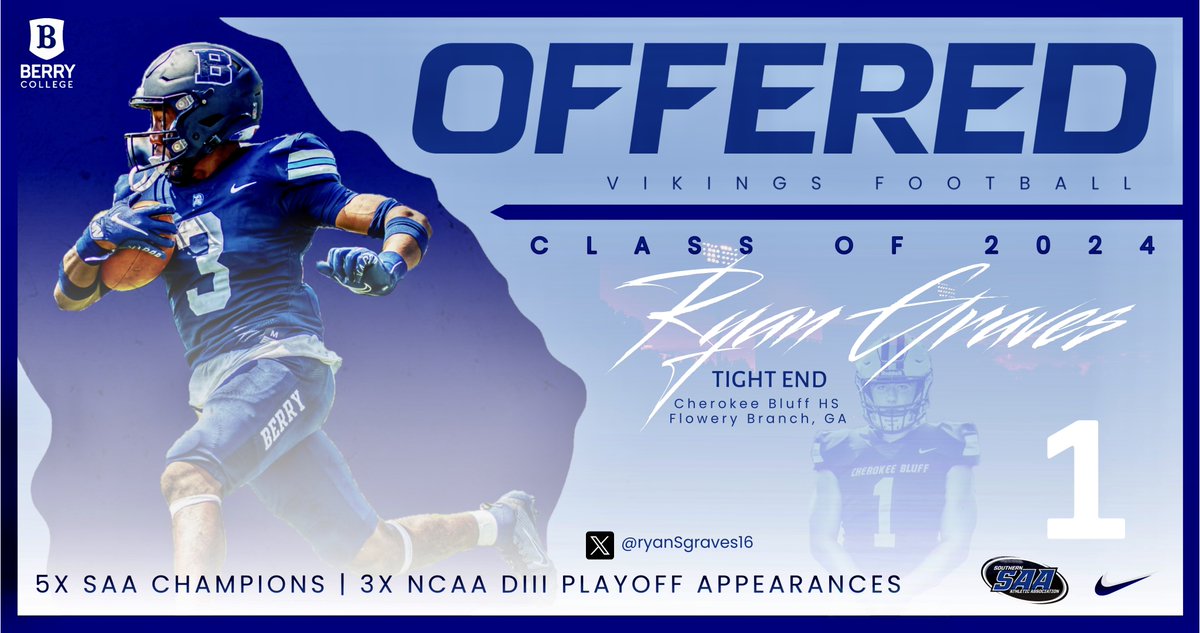 Ryan Graves¹ (@ryansgraves16) on Twitter photo Had an awesome conversation with <a href="/BCCoachK/">Tony Kunczewski</a>! I'm super excited to share that I've received my 5th offer from <a href="/BerryFootball/">Berry Football</a>! Grateful for <a href="/BCCoachK/">Tony Kunczewski</a> and <a href="/JakeWeitkamp/">Jake Weitkamp</a> for believing in me and my ability to play at the next level! <a href="/ColinDuling/">Colin Duling</a> <a href="/CoachJohnSikora/">John Sikora</a> <a href="/FB_CoachElliott/">Joel Elliott</a> Had an awesome conversation with <a href="/BCCoachK/">Tony Kunczewski</a>! I'm super excited to share that I've received my 5th offer from <a href="/BerryFootball/">Berry Football</a>! Grateful for <a href="/BCCoachK/">Tony Kunczewski</a> and <a href="/JakeWeitkamp/">Jake Weitkamp</a> for believing in me and my ability to play at the next level! <a href="/ColinDuling/">Colin Duling</a> <a href="/CoachJohnSikora/">John Sikora</a> <a href="/FB_CoachElliott/">Joel Elliott</a>