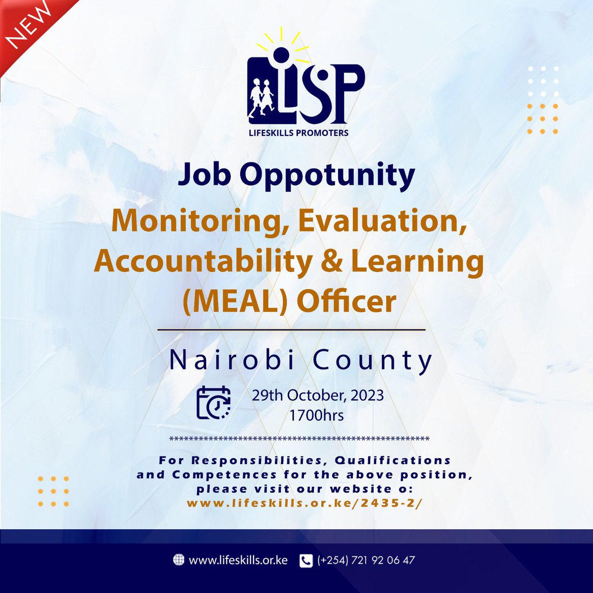 lifeskillske's tweet photo. Lifeskills Promoters is pleased to announce the following. 
===============================
1. Monitoring, Evaluation, Accoutability &amp; Learning ( MEAL) Officer 
===============================
For more details click below link. https://t.co/FWE90XAy4D https://t.co/umhjVbsQyk