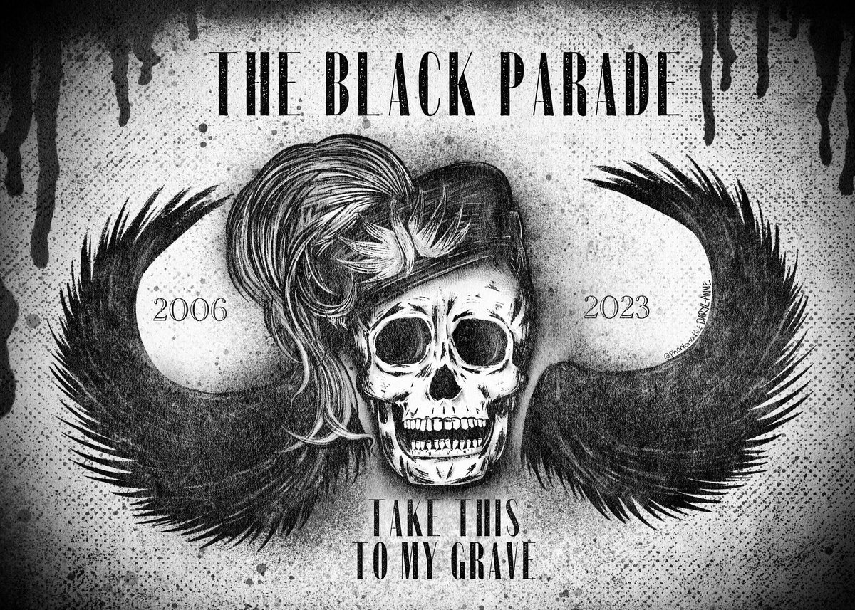 Daryl_Annie_'s tweet photo. The Black Parade turned 17 yesterday so I made some Black Parade art. Since 2006 this album has been there for me through everything &amp; anything &amp; continues to be there for me 17 years on. Happy Birthday Old Friend 🖤 #theblackparade #mcr #mychemicalromance https://t.co/wHYl7sJGZq