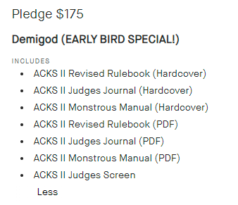TheRPGSage's tweet photo. ACKS Imperial Imprint was fully funded in 14 minutes.
Demand was so high, @Archon had to add *extra tiers*.

Now, the first 48 hours are nearly elapsed.  You have 12 hours left to benefit from the early bird special.  Size your throne!

#DnD #ACKS #ACKSII #ACKS2 #OSR #DnDone https://t.co/038xlRAtNk
