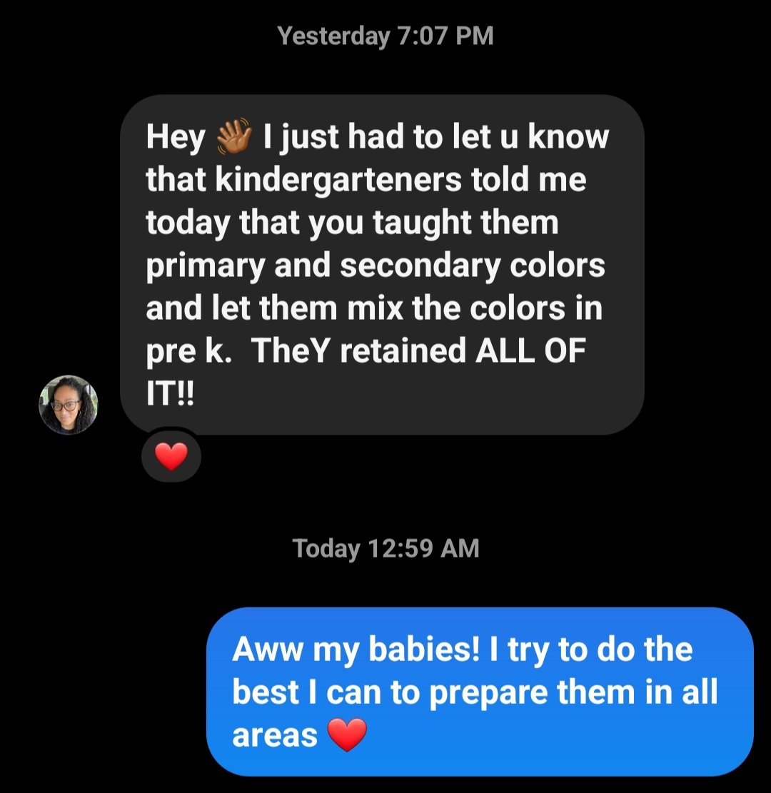 When the art teacher at your old school messages you ❤️ I do what I can in all areas to get my babies ready ❤️ #prekallday #teacherlife