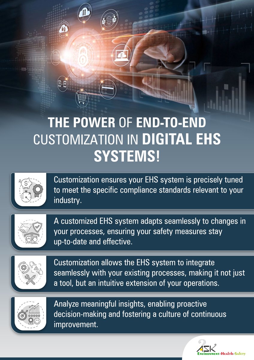 Askehs_software's tweet image. The end-to-end customization in Digital EHS systems has transformative power. Updated compliance, seamless adaptability, and effortless user experience are just a click away with tailored safety solutions.
