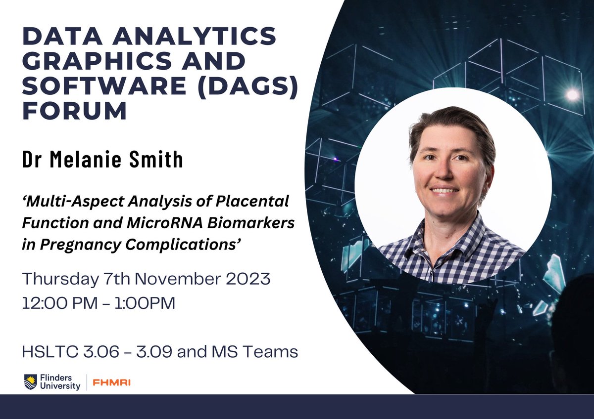 FlindersHMRI's tweet photo. Our next DAGS forum will feature a talk from Dr Melanie Smith @mxhp75
#Bioinformatics #FlindersHMRI https://t.co/150HIWkSWi