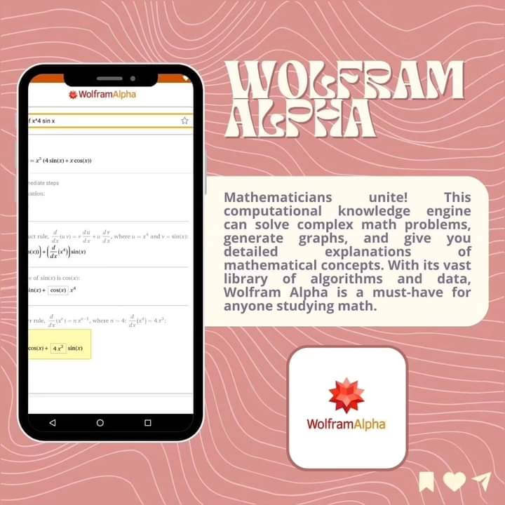 raisingamath's tweet image. From Symbolab to Wolfram Alpha, dive into the world of math with these 5 apps that'll turn equations into your best friends! 📊📱🧮
#mathresources #mathapps #mathlove #mathematics #calculators #wolframalpha #symbolab #desmos #photomath #mathway #ram